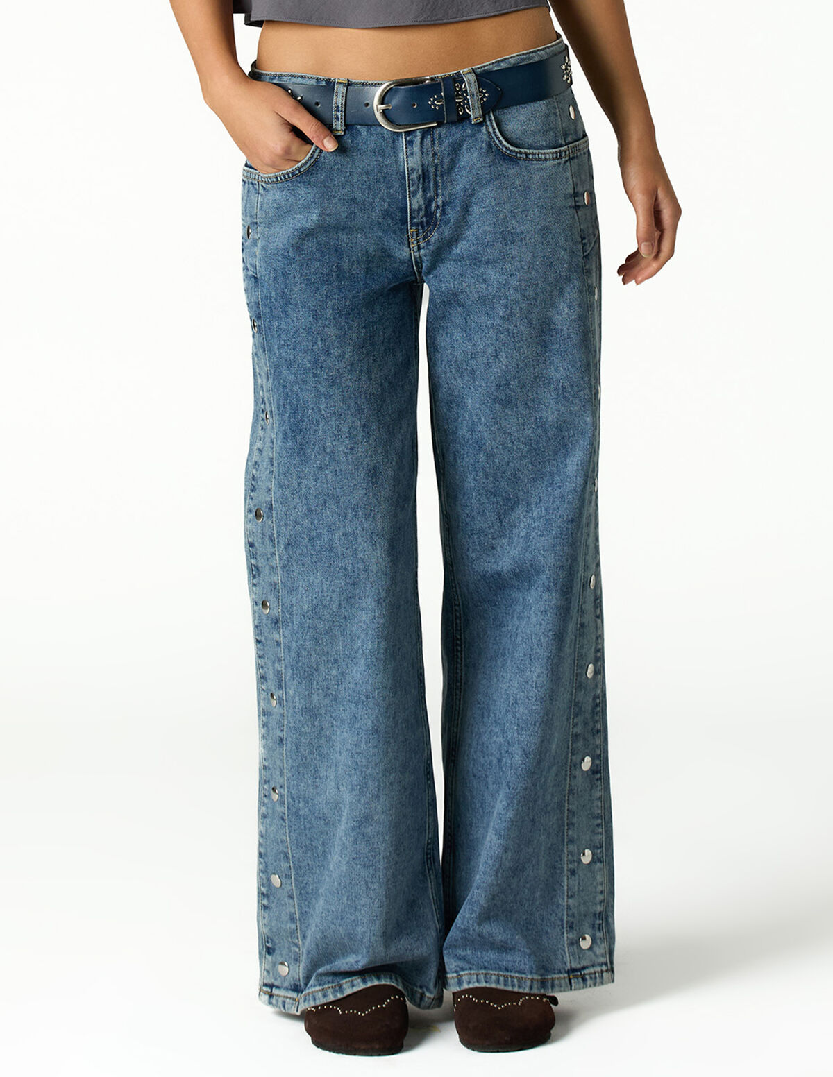 BLUE SIDE BUTTONS TROUSERS