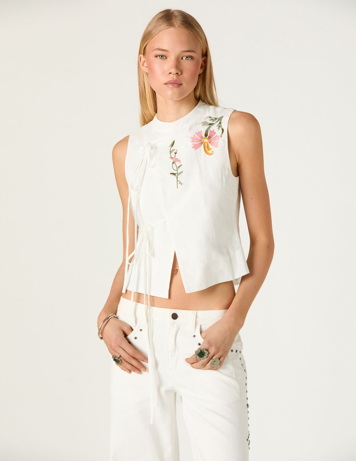 CAMISA LINO BORDADOS