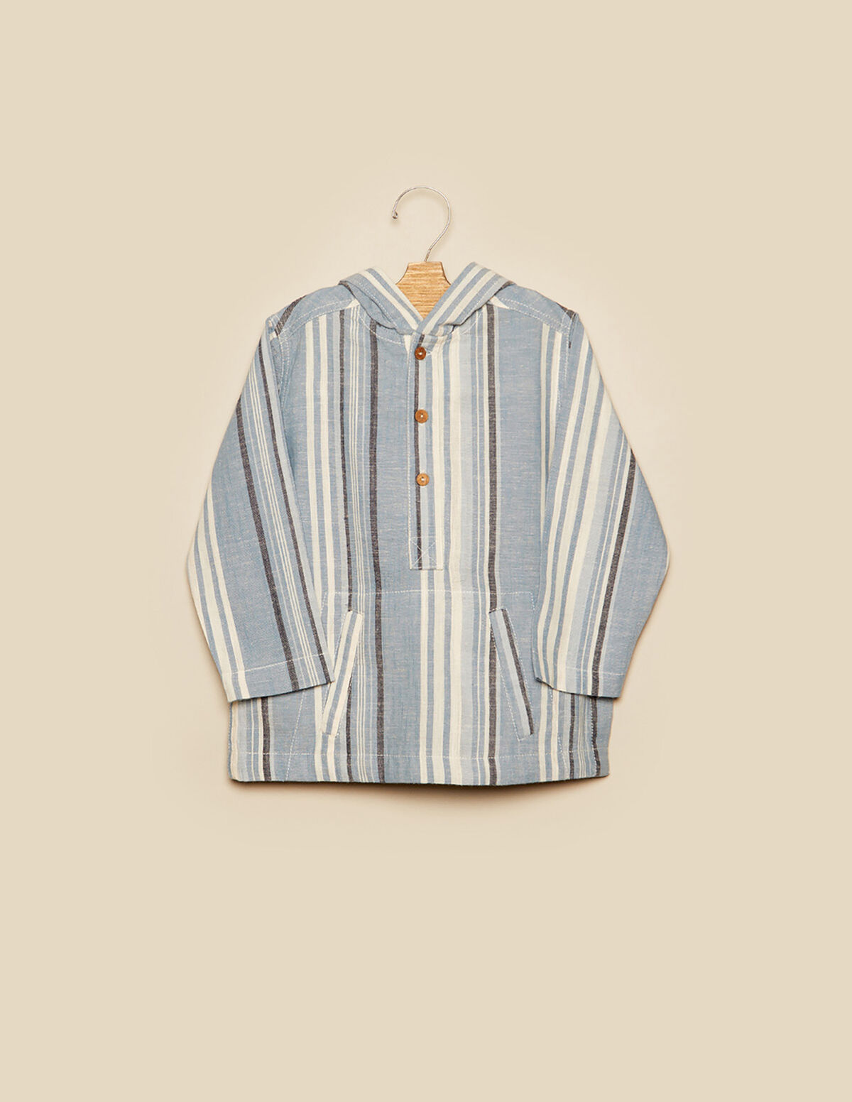 CHILABA CAPUCHA AZUL RAYA
