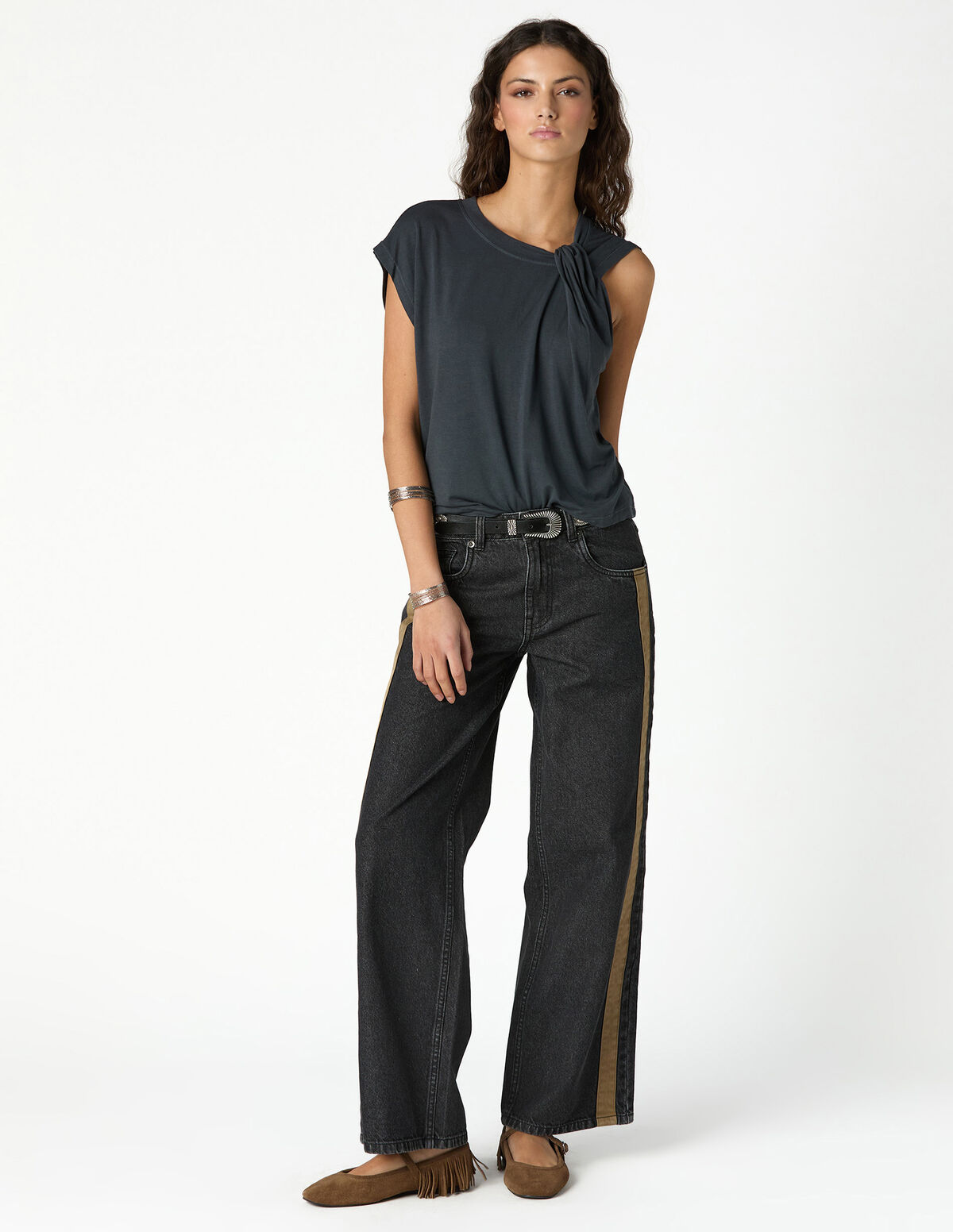 ANTHRACITE CONTRAST STRAP JEANS