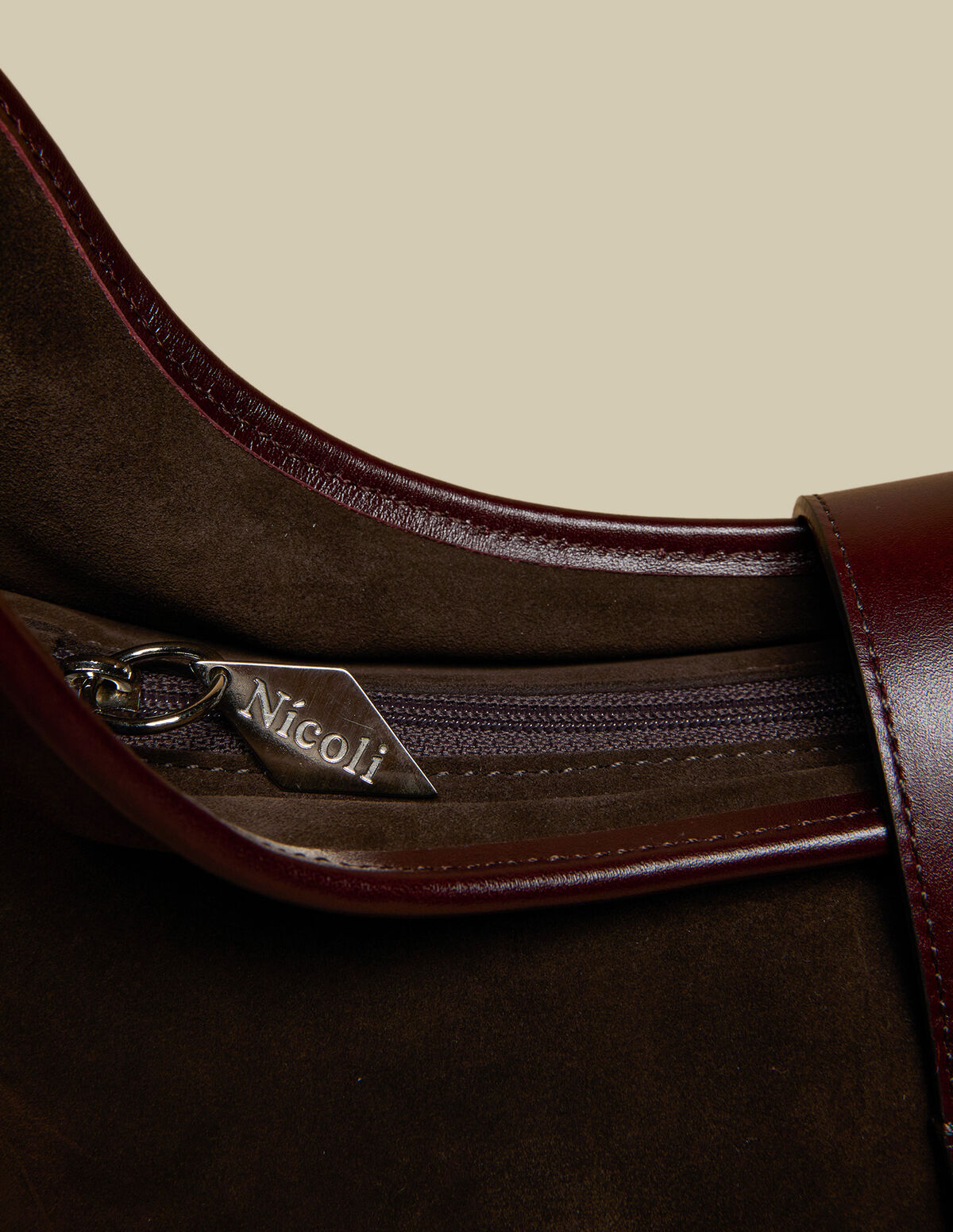 KHAKI SUEDE SHOPPING BAG