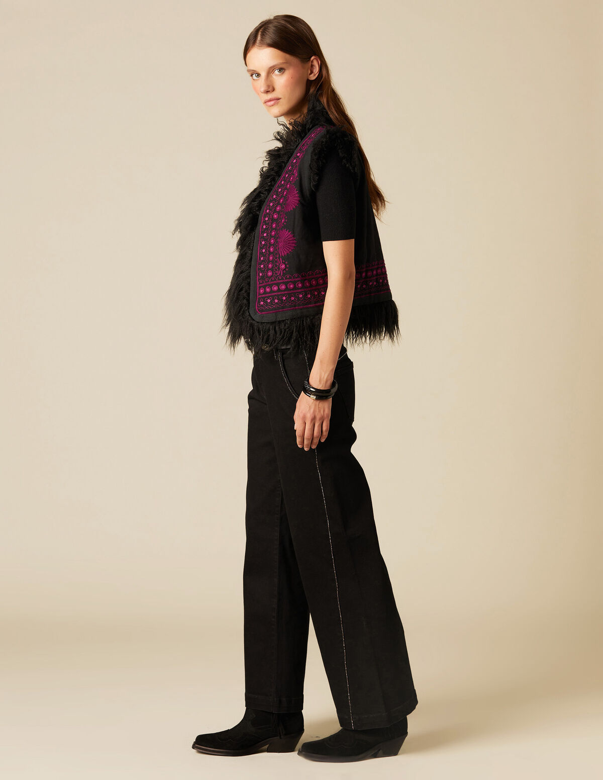 EMBROIDERED FUR WAISTCOAT