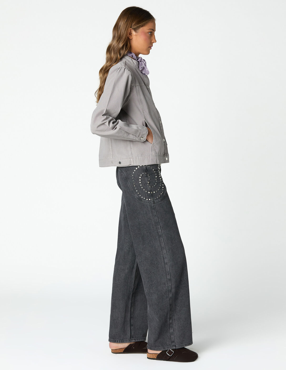 VESTE BOUTONS-PRESSION GRIS FER