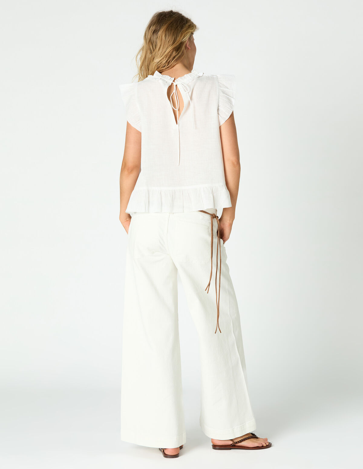 WHITE 'NN' EMBROIDERED TROUSERS