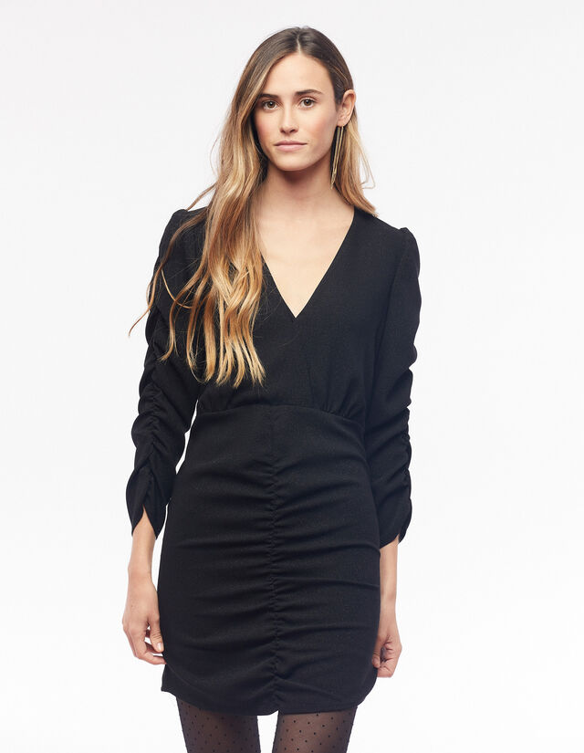 Vestido frunces negro