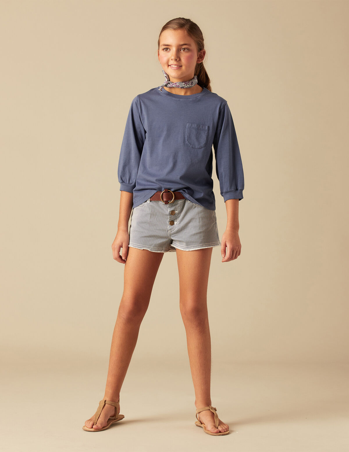 SHORT RAYURE ROUGE