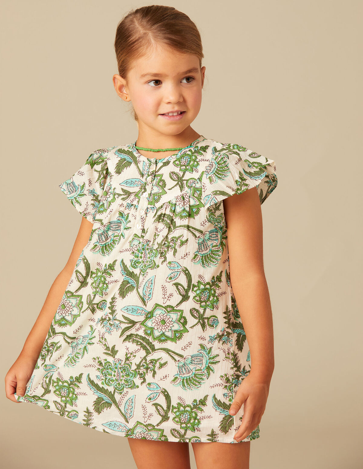 ROBE FLEUR VERTE LUREX