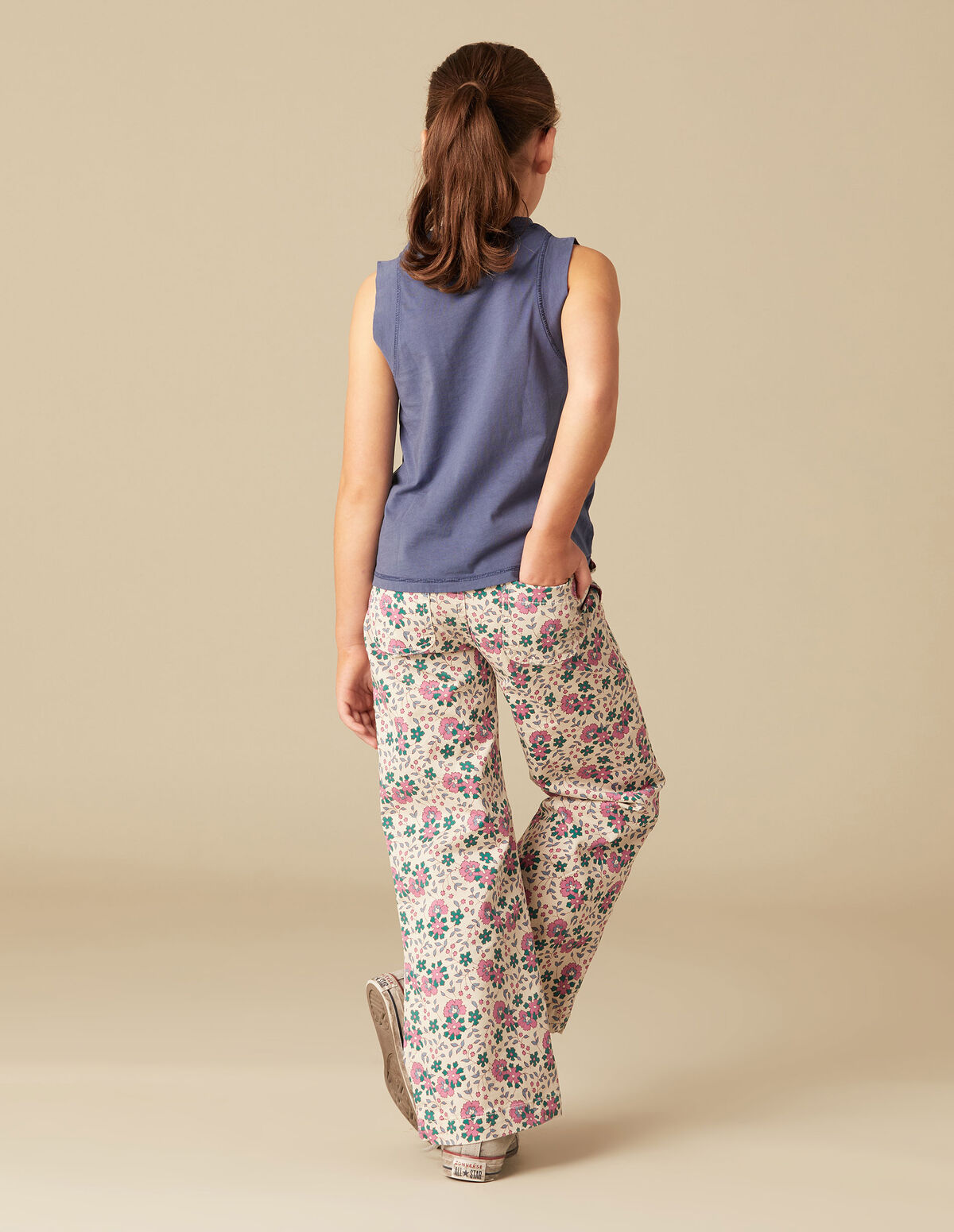 PANTALON FLEURS VERT/ROSE