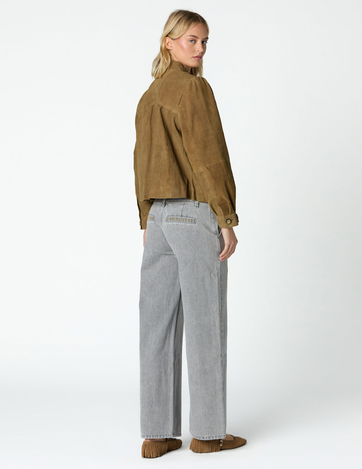 CAL&Ccedil;AS BORDADO DENIM CINZENTO