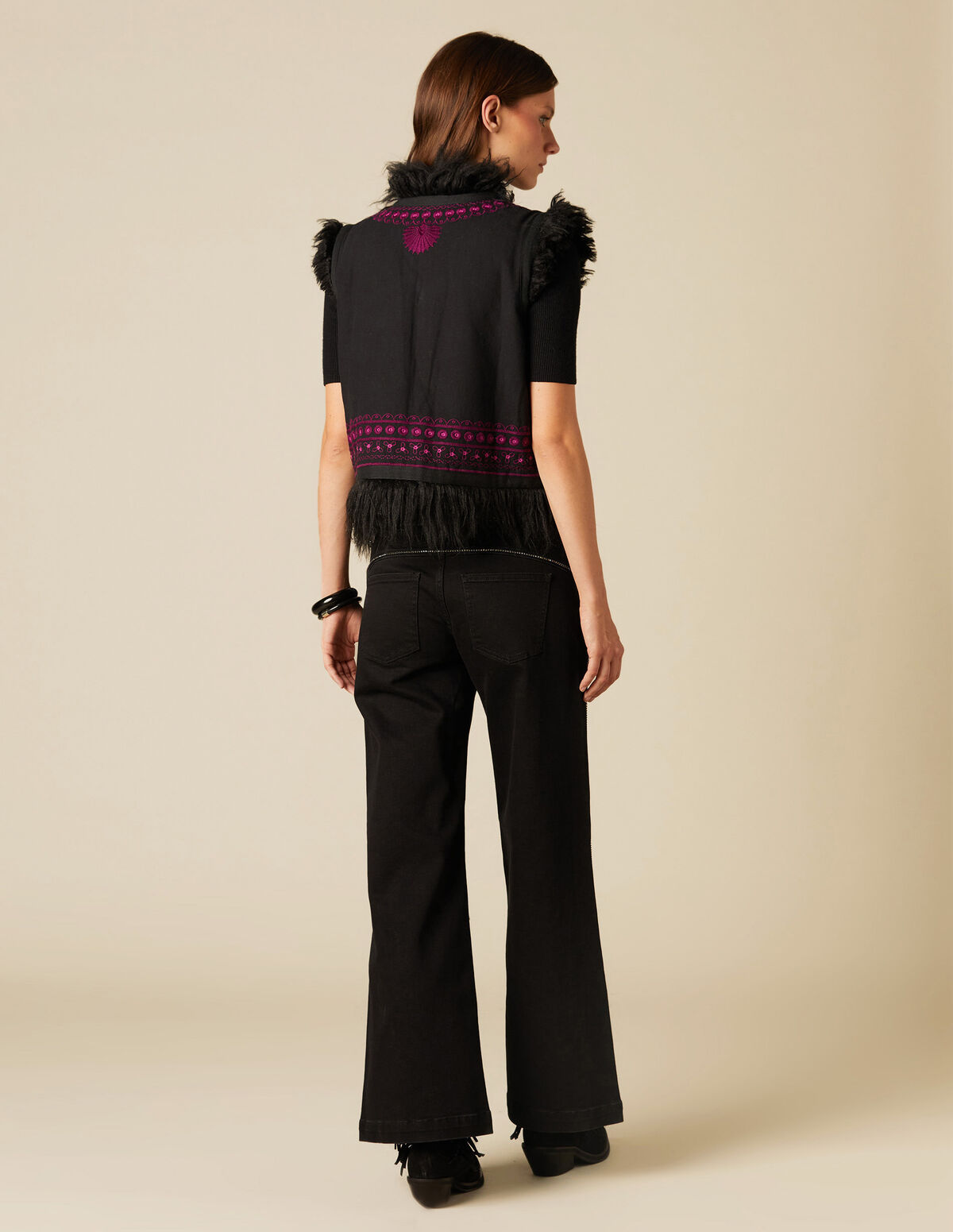 EMBROIDERED FUR WAISTCOAT