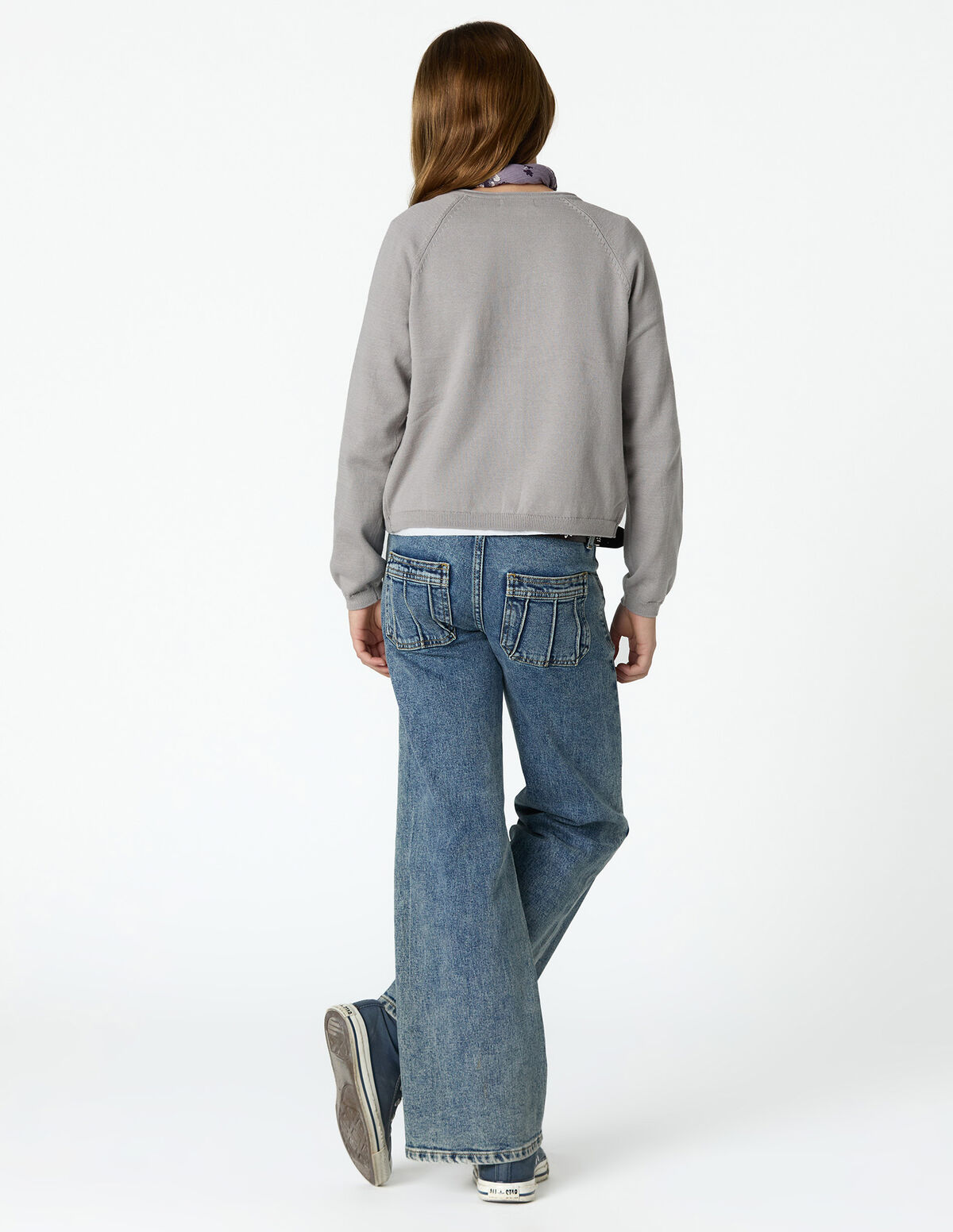 BLUE SEAMED POCKET JEANS