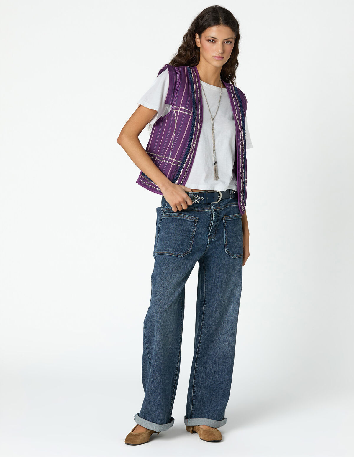 JEANS BOT&Otilde;ES C&Oacute;S CINZENTO-AZUL