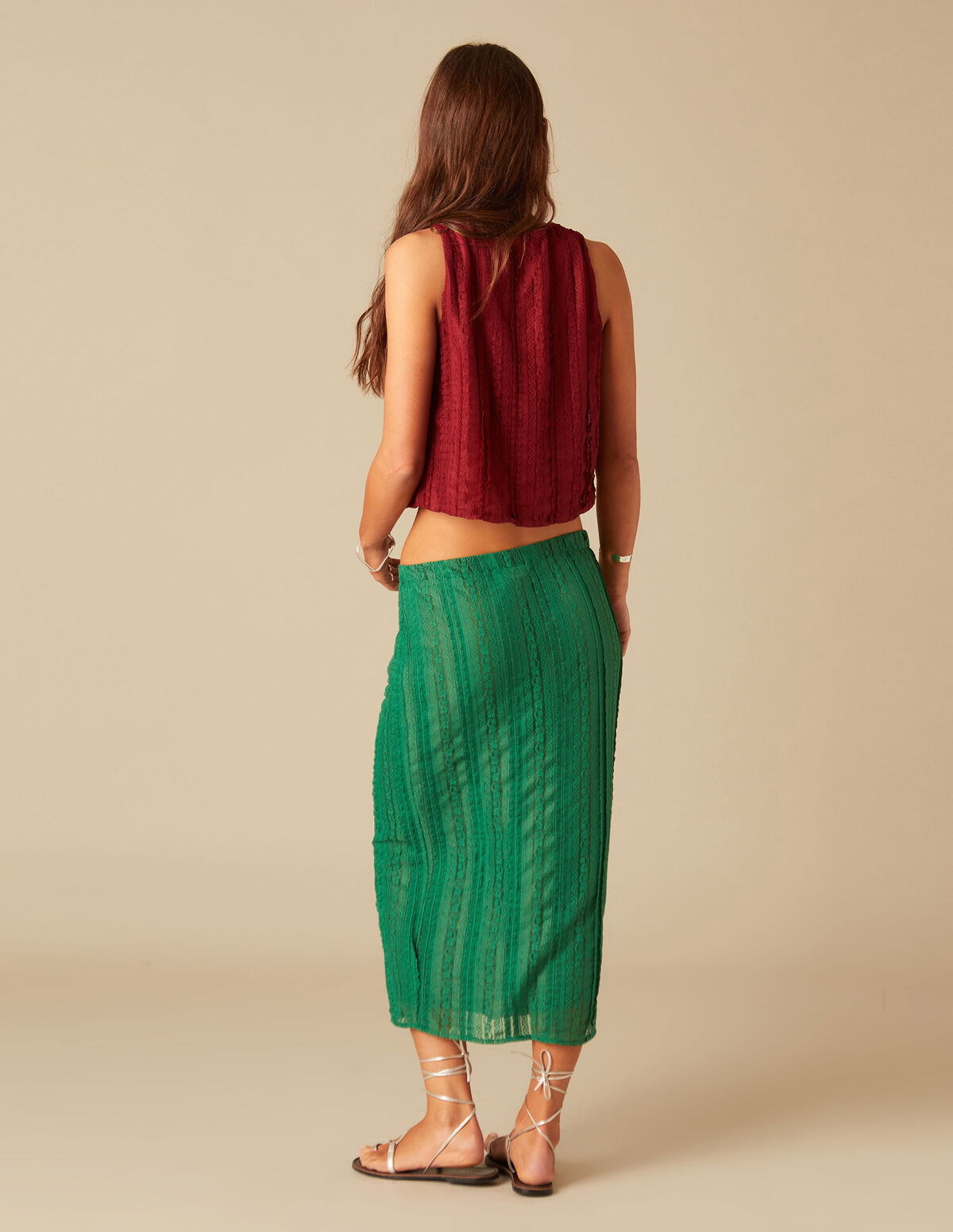 FALDA ENCAJES VERDE