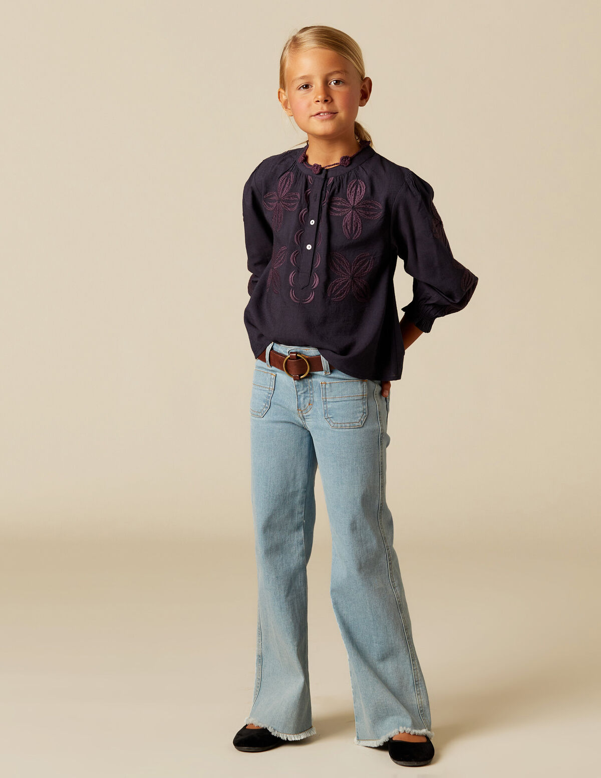 BLUE EMBROIDERED SHIRT