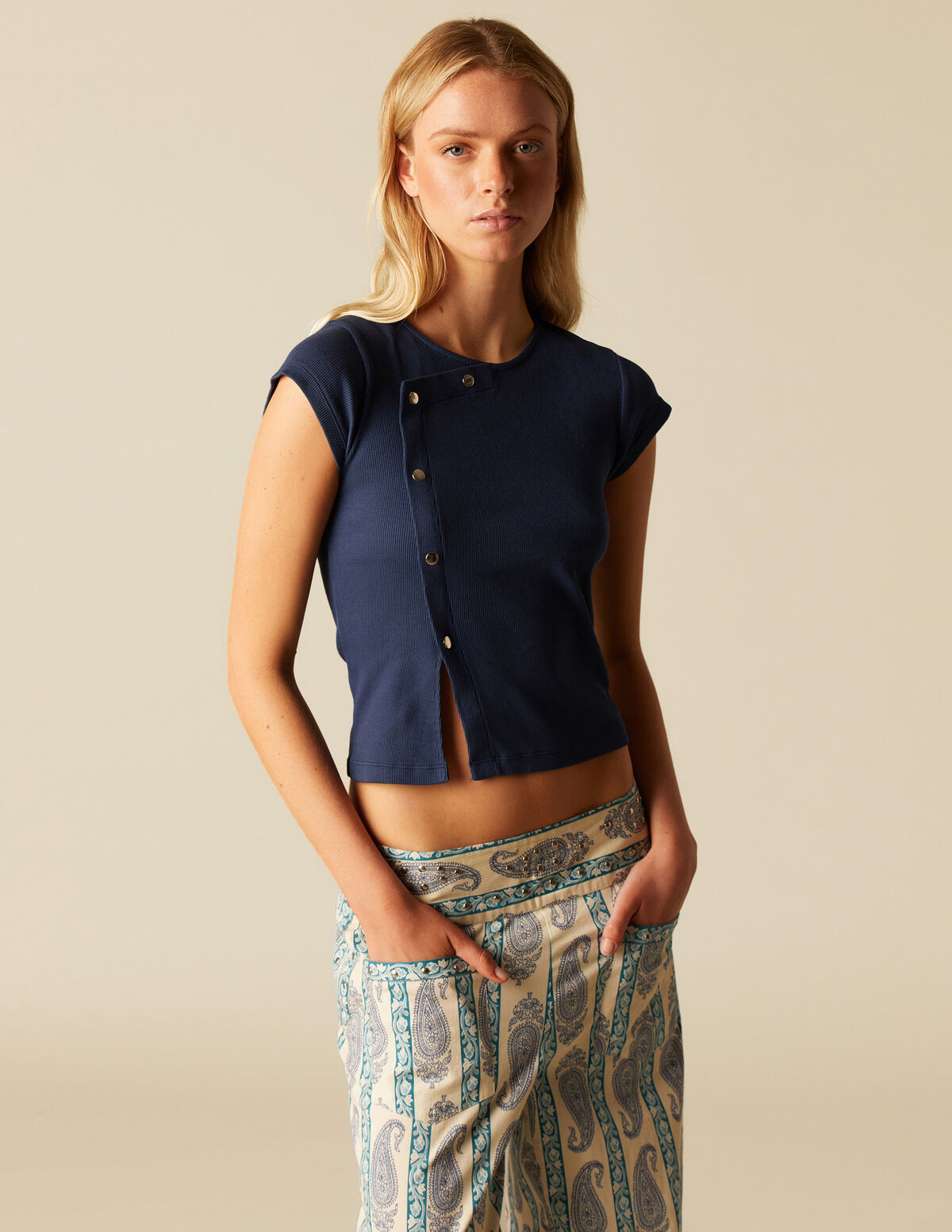 CAMISETA SNAP LATERAL AZUL