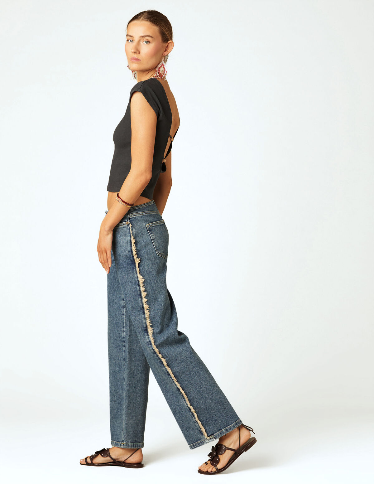 WHITE FRINGED TROUSERS