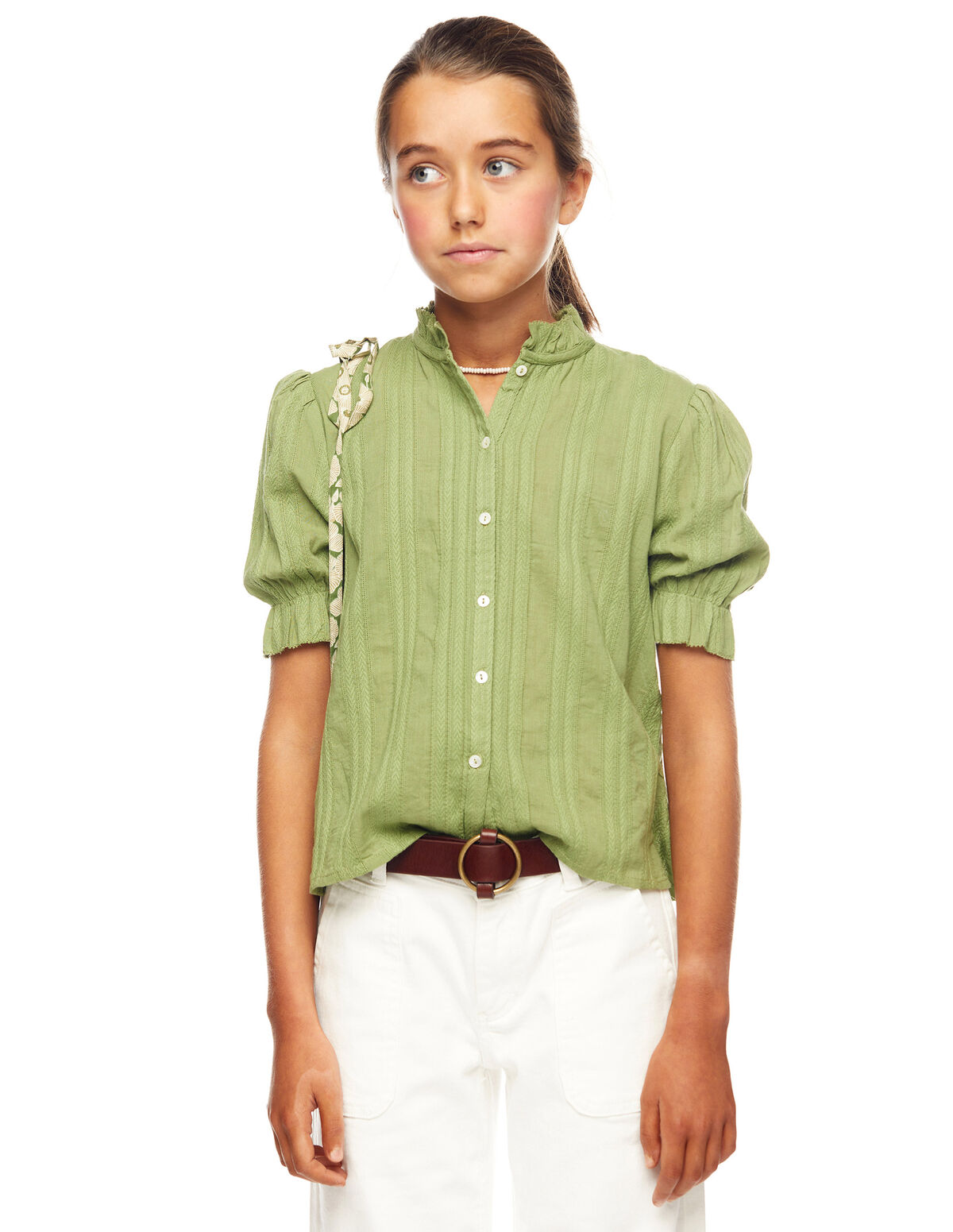 Camisa cuello perkins manga farol dobi verde - Ver todo - Nícoli