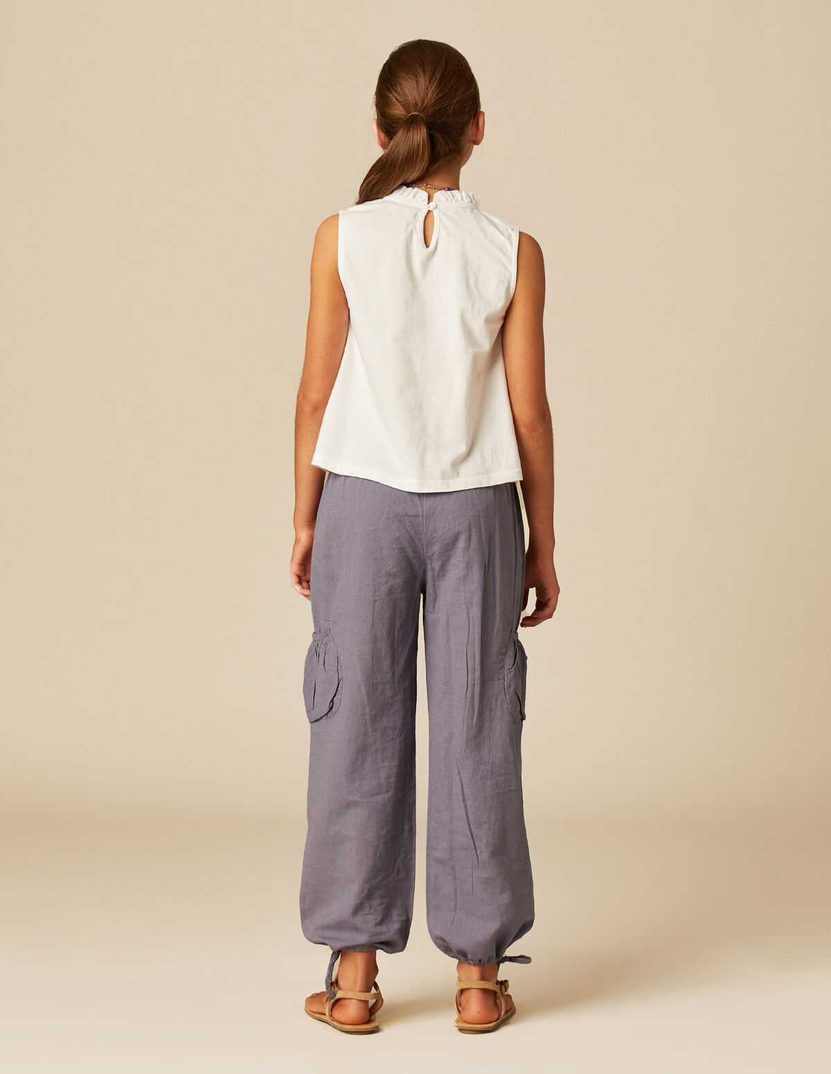 BLUE POCKET LINEN TROUSERS