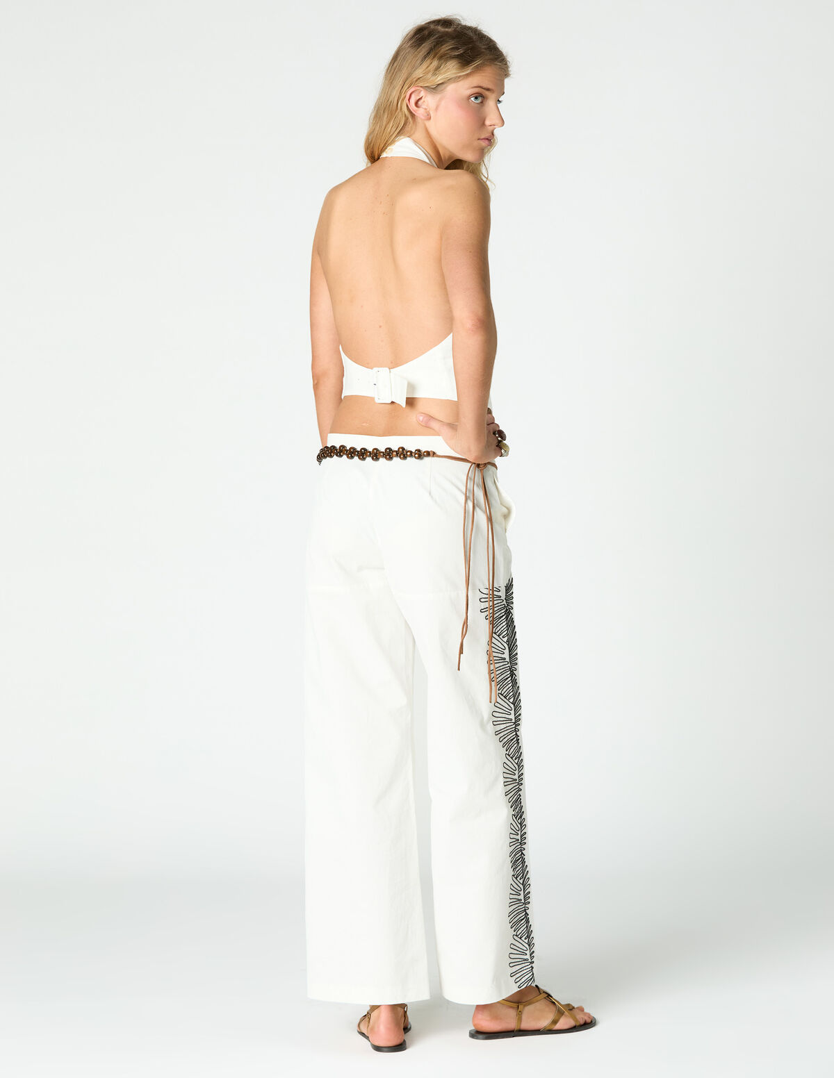 CHALECO LINO HALTER ECRU