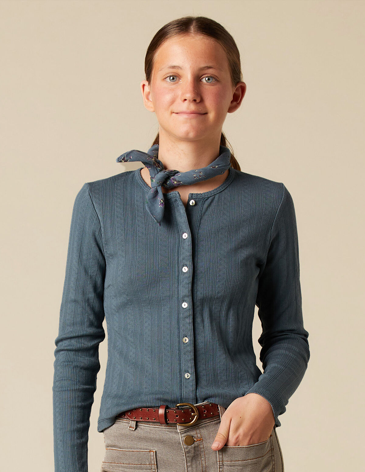 BLUEBERRY POINTELLE T-SHIRT
