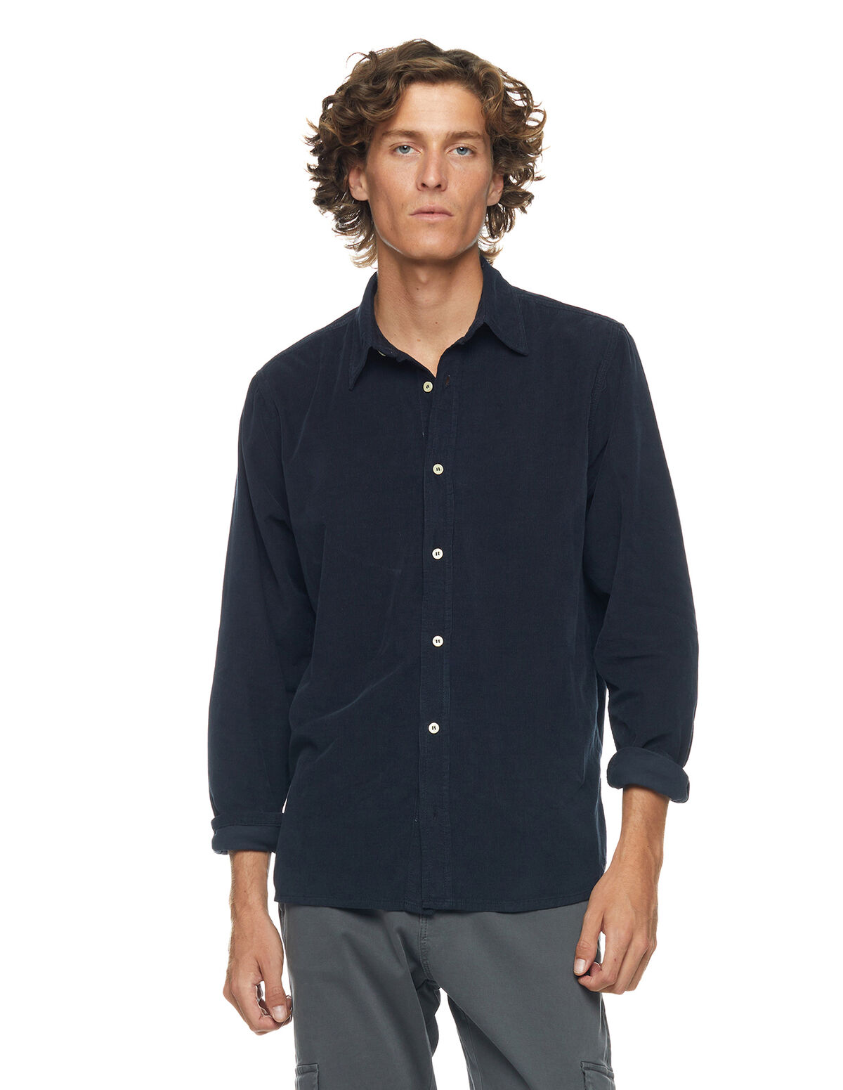 CHEMISE VELOURS CÔTELÉ VERTE