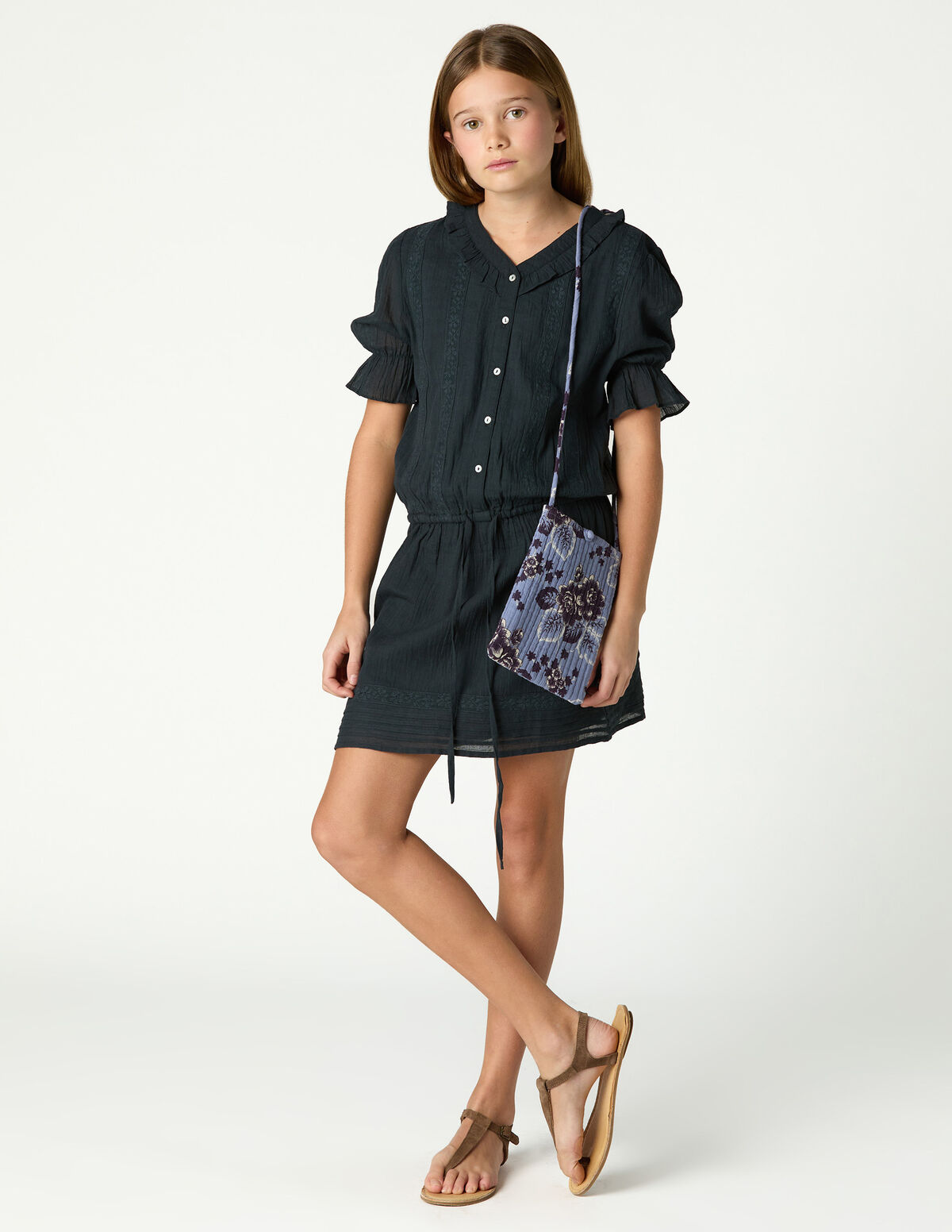 ANTHRACITE RUFFLE DRESS