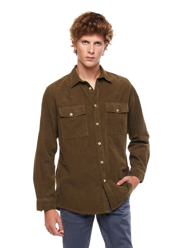 Camisa micropana bolsillos marrón - Ropa - Nícoli