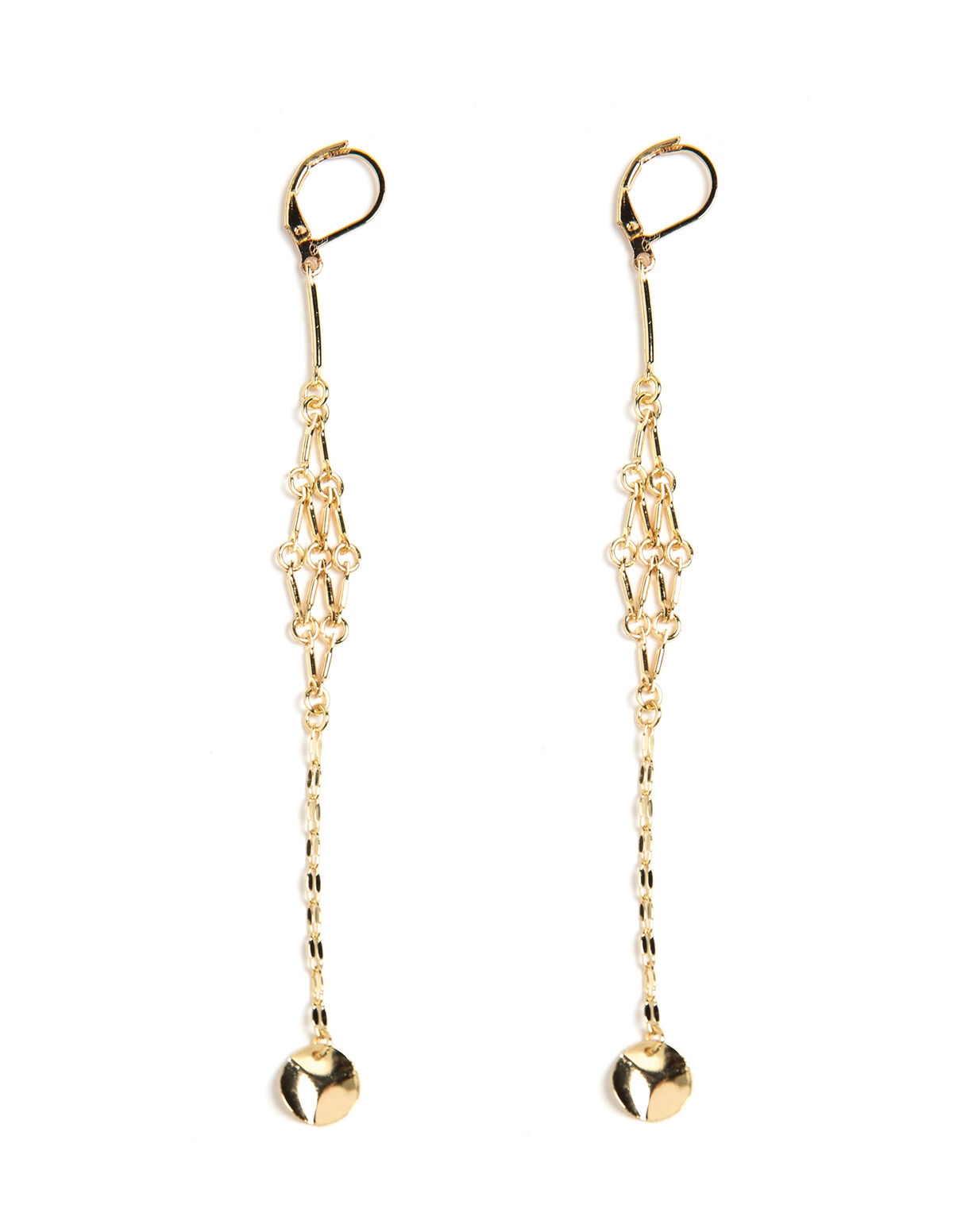 SILVER CHAIN ROUND PIECE EARRING