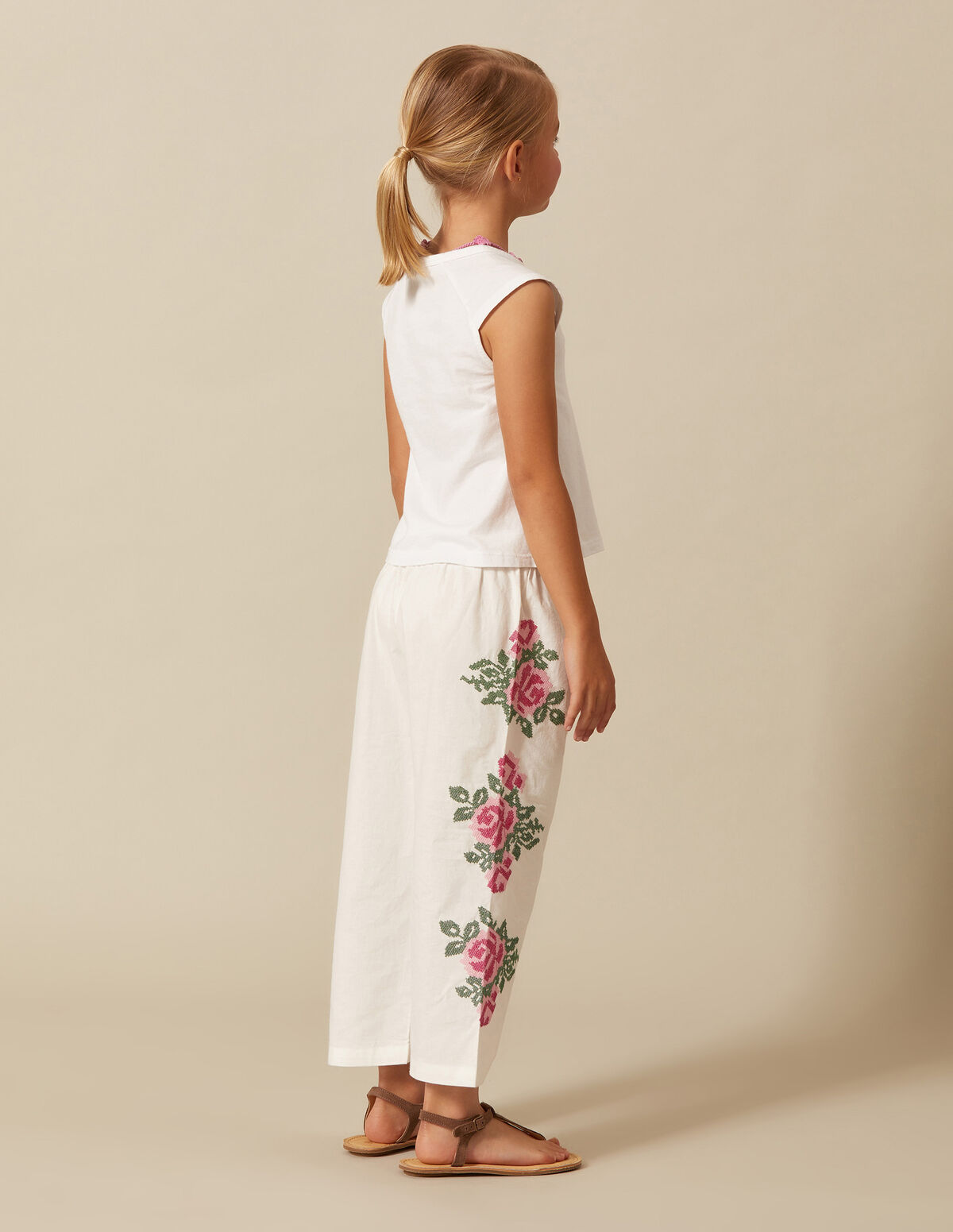 PANTALON BRODÉ FLEUR