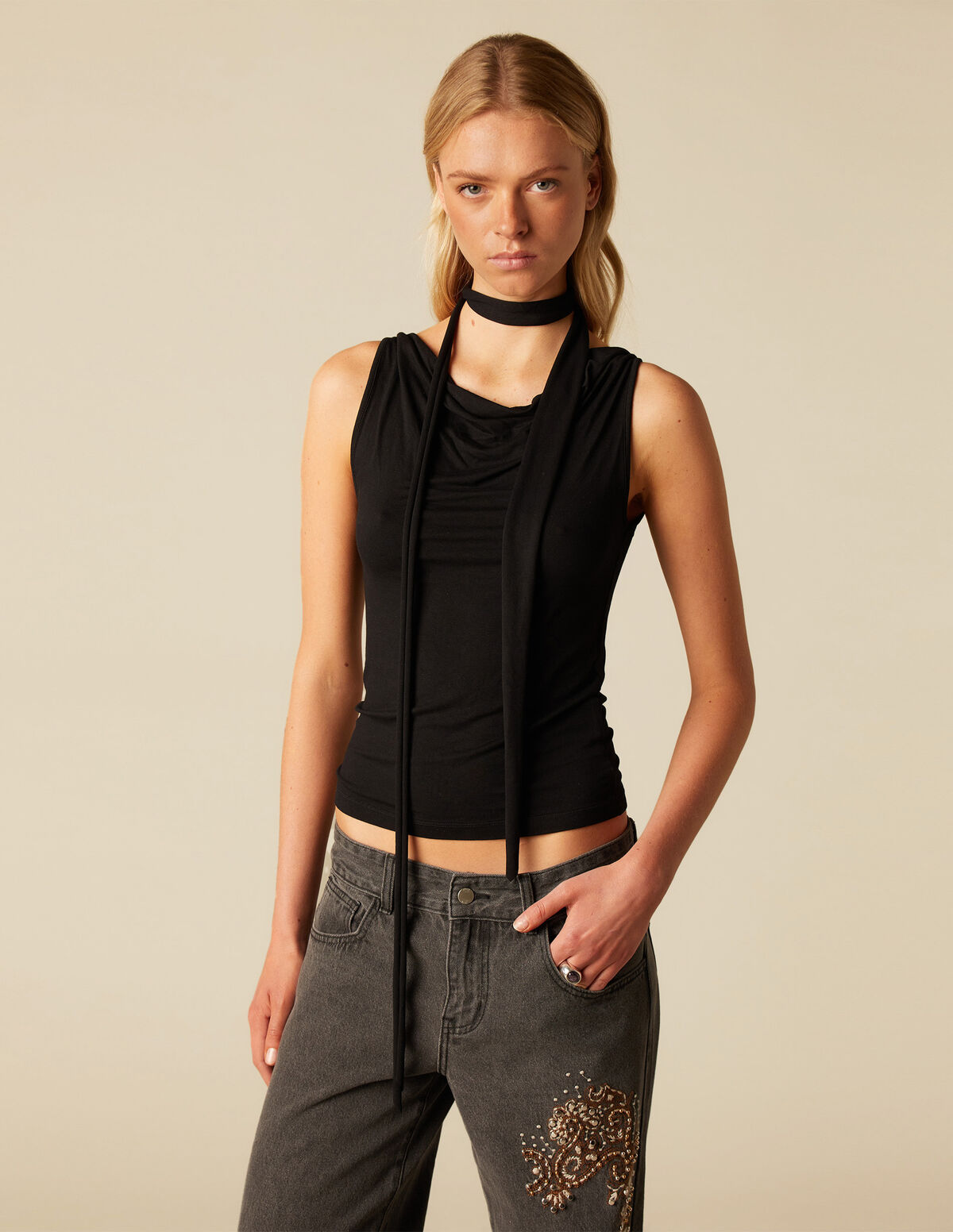 TOP FOULARD AZUL OSCURO