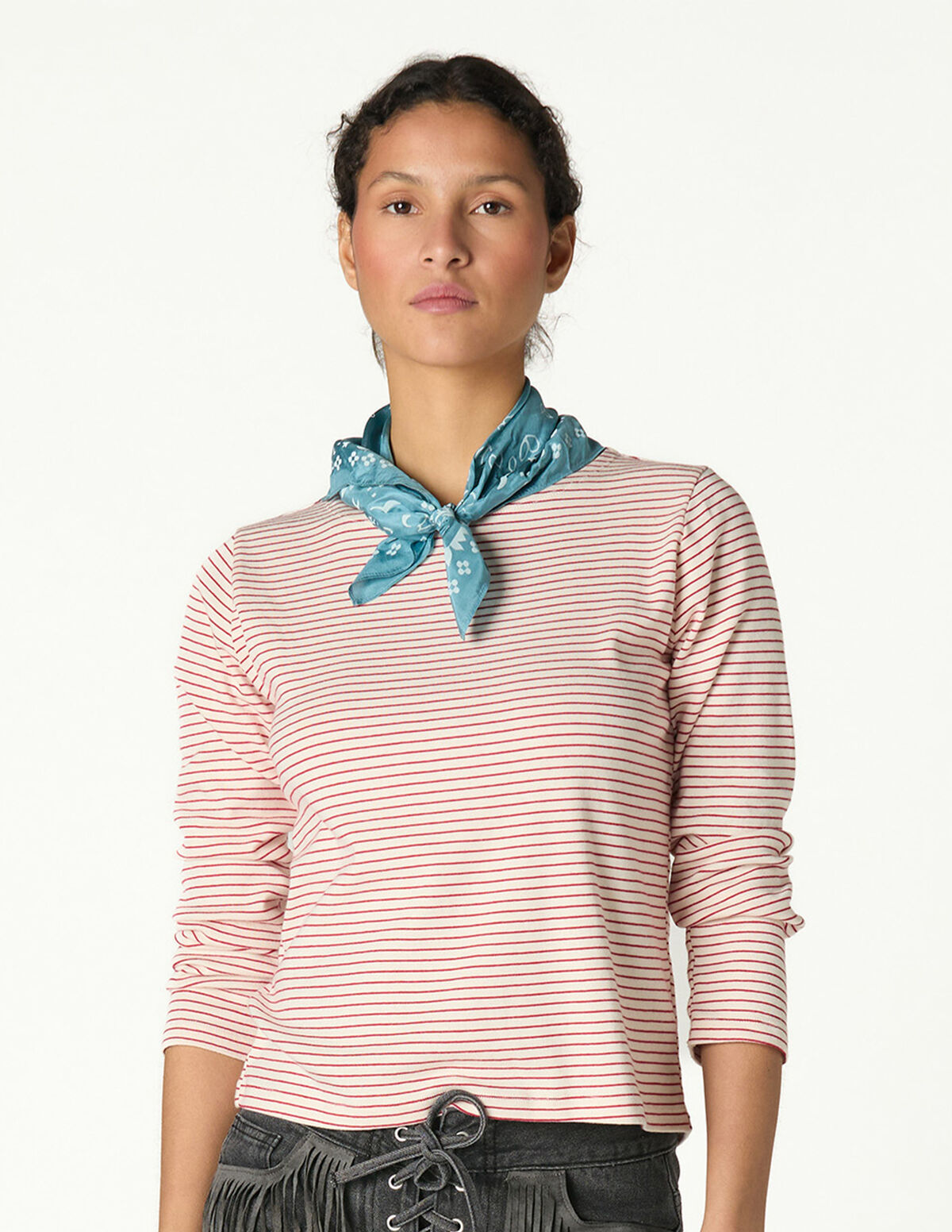 T-SHIRT RISCAS VERMELHAS 