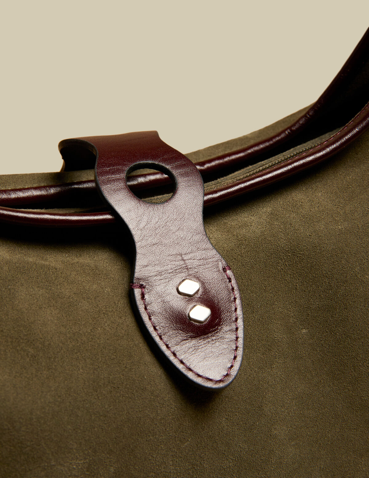 KHAKI SUEDE SHOPPING BAG