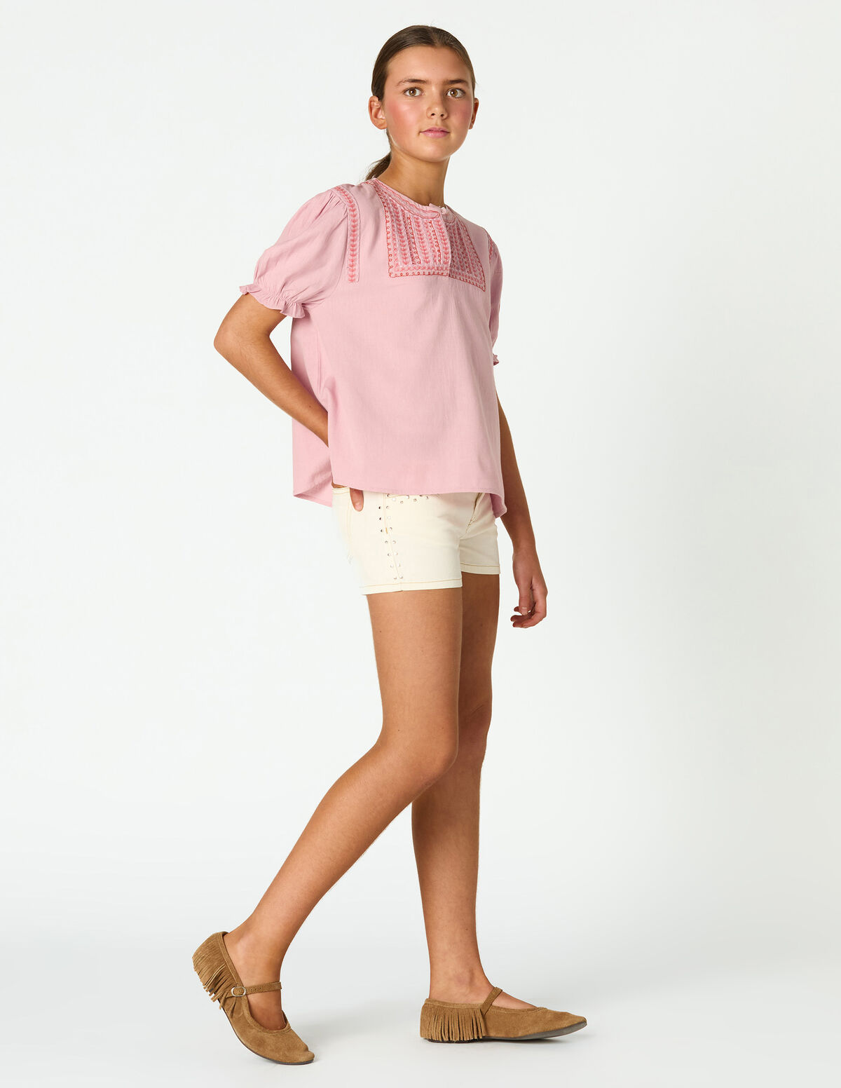 PINK EMBROIDERED SHIRT