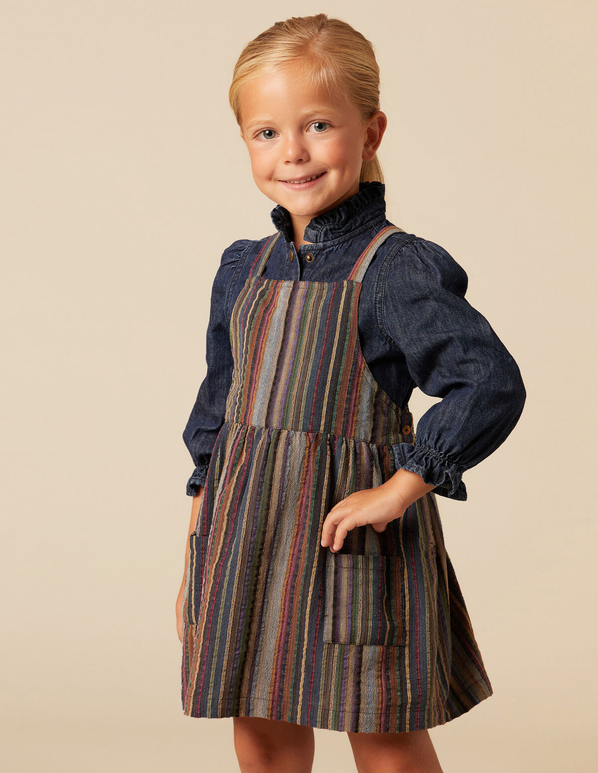 VINTAGE STRIPED PINAFORE DRESS