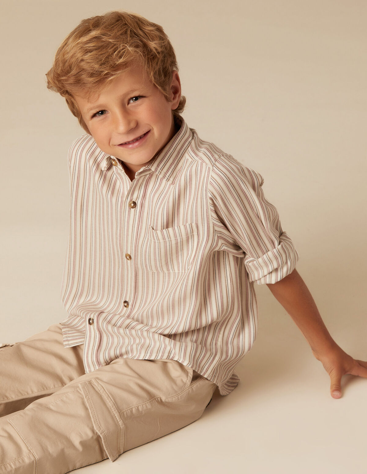 BLUE AND MUSTARD STRIPED SHIRT