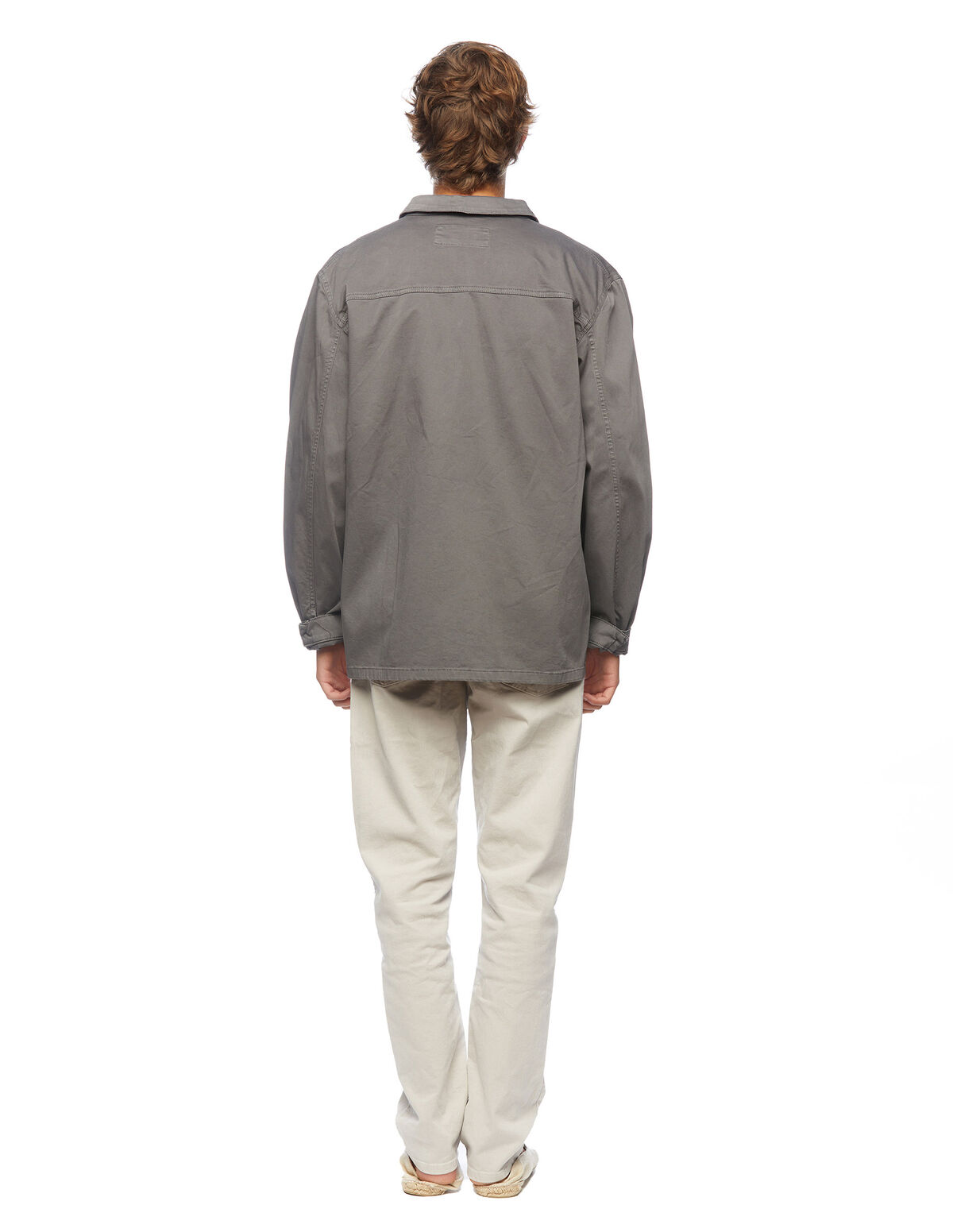 Sand-coloured twill overshirt
