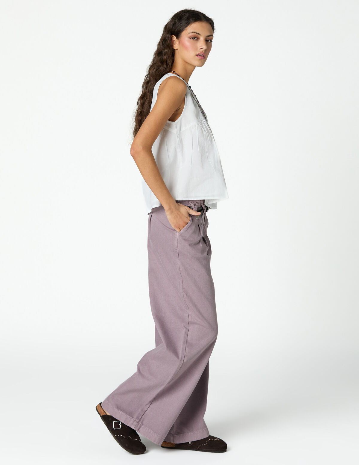 ECRU SILVER SMOCKING TOP