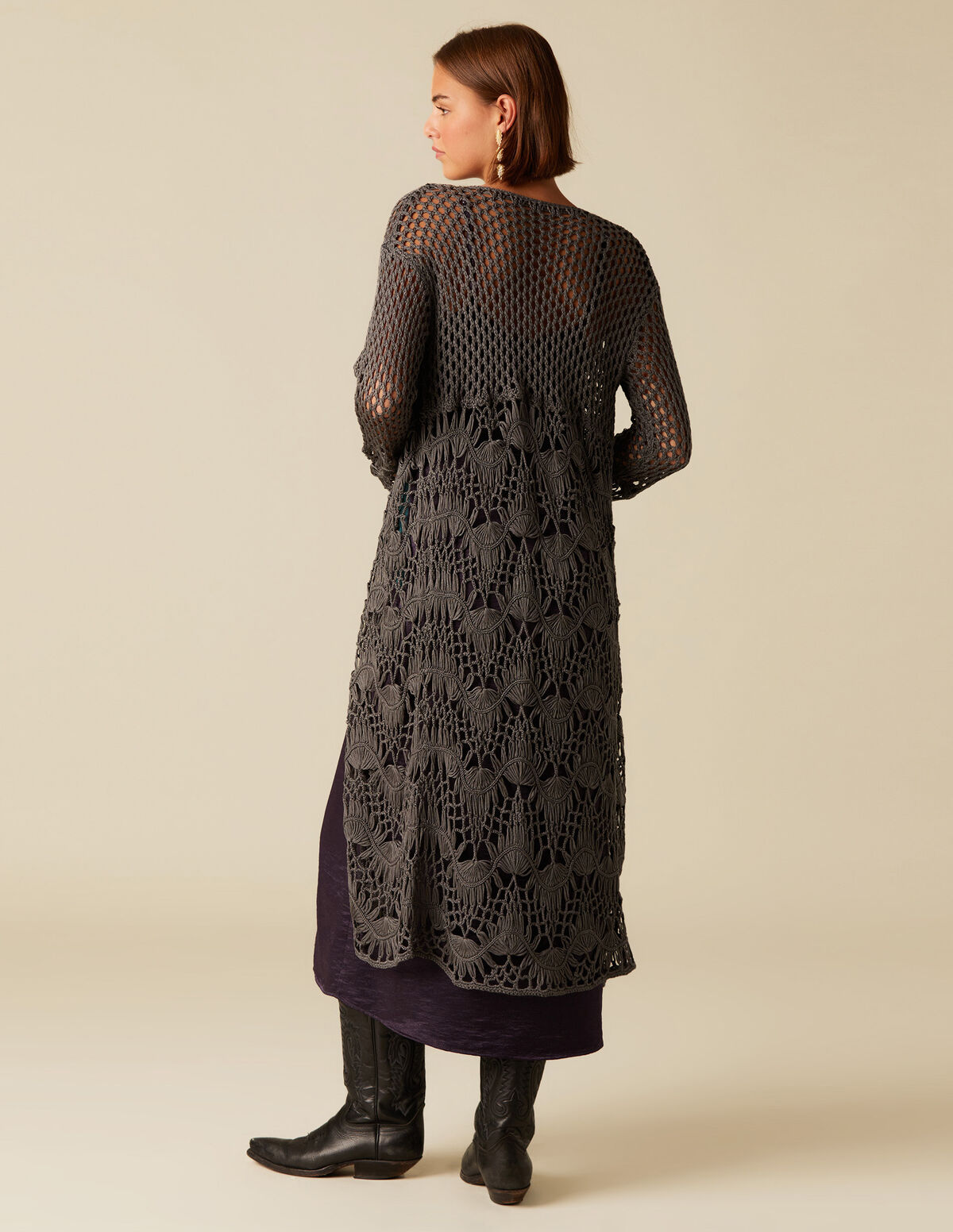 CASACO COMPRIDO MALHA CINZENTO