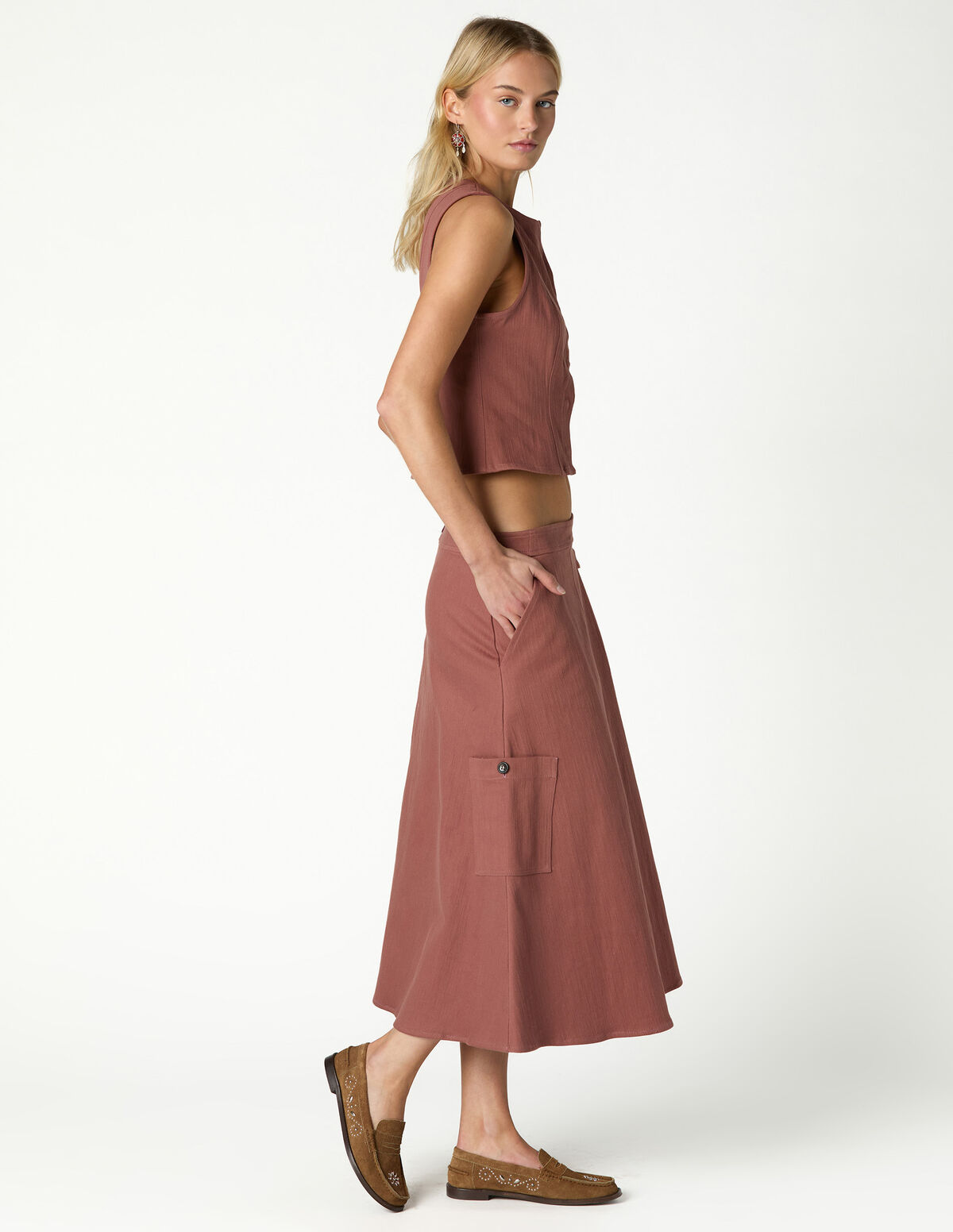TERRACOTTA CARGO SKIRT 