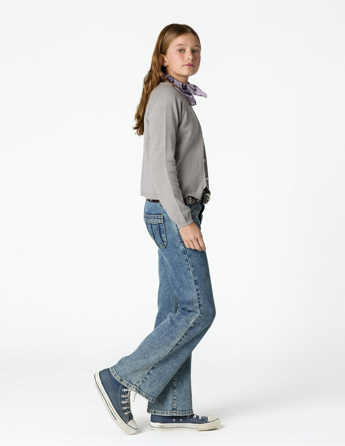 BLUE SEAMED POCKET JEANS