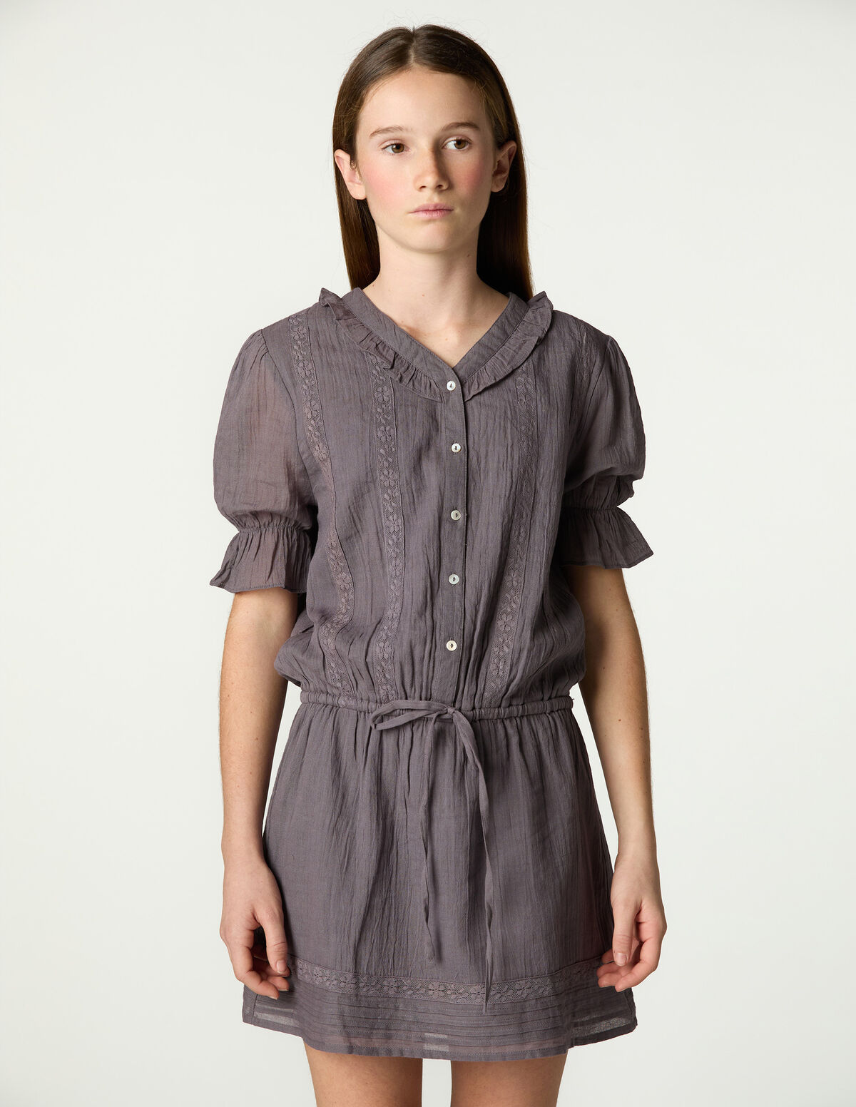 ANTHRACITE RUFFLE DRESS