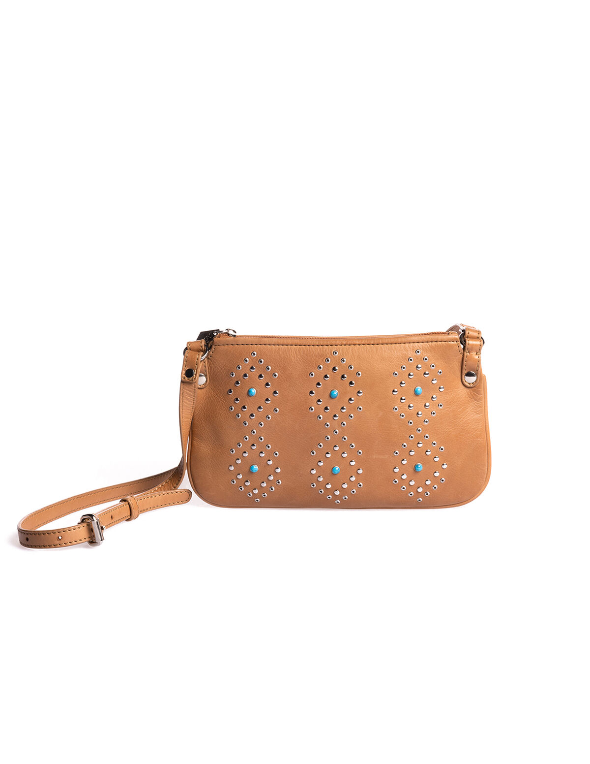 BOLSO MARR&Oacute;N TACHAS Y TURQUESAS