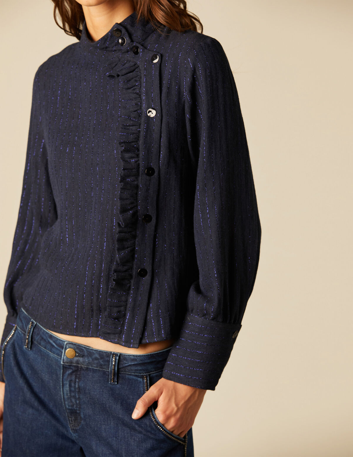 BLUE RUFFLE SHIRT