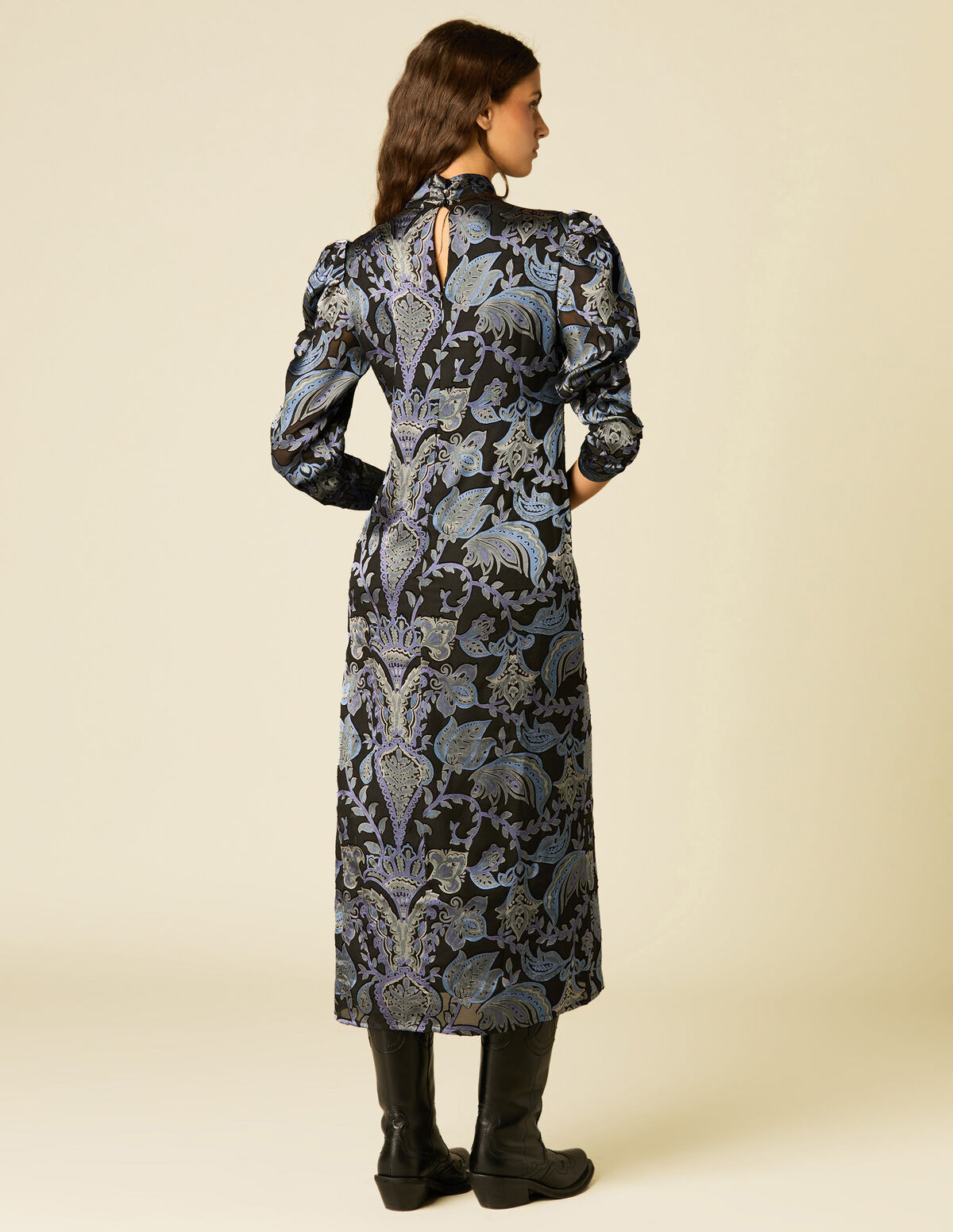 ROBE IMPRIMÉ DÉCORATIF BLEU