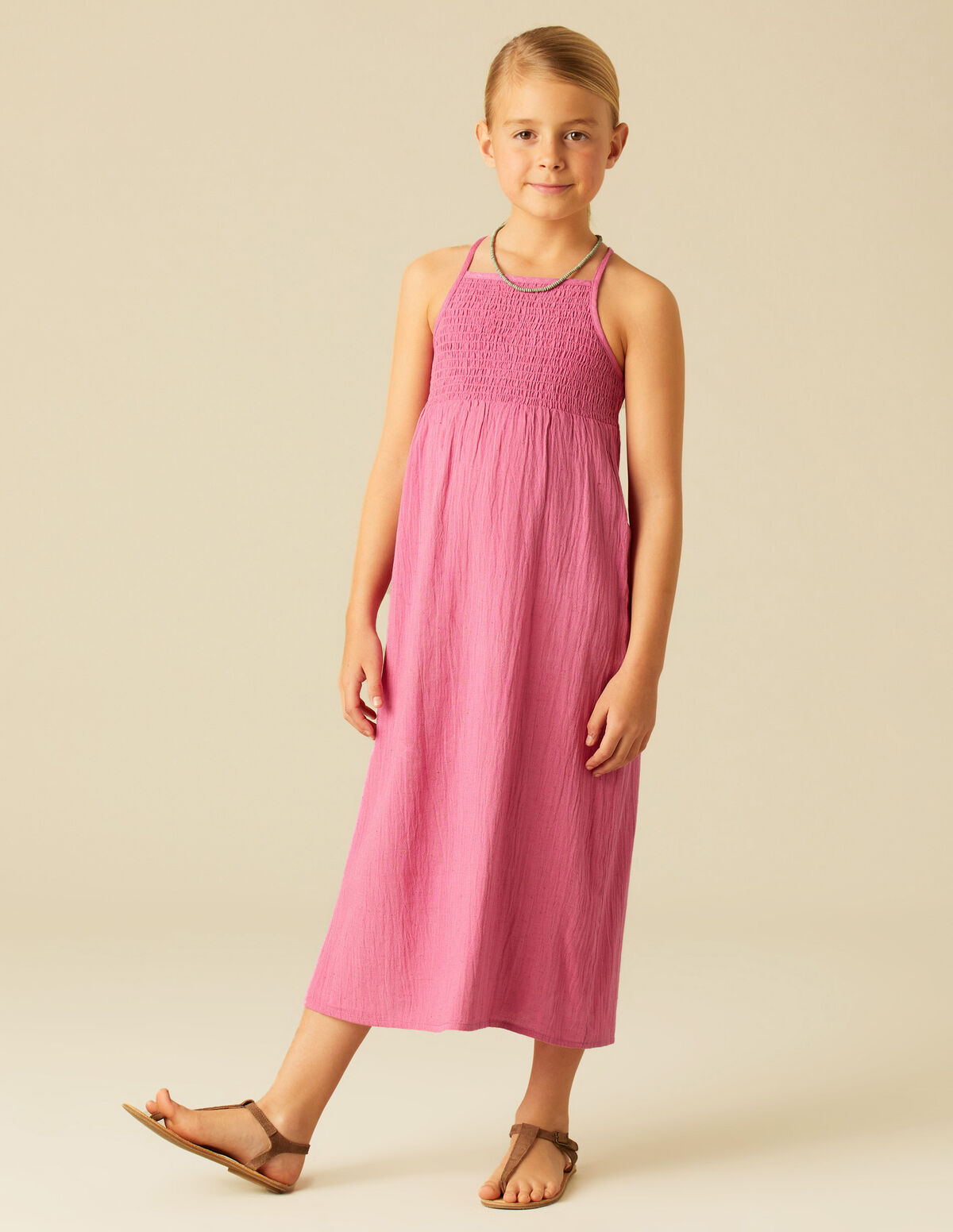VESTIDO COMPRIDO FRANZIDOS MORANGO