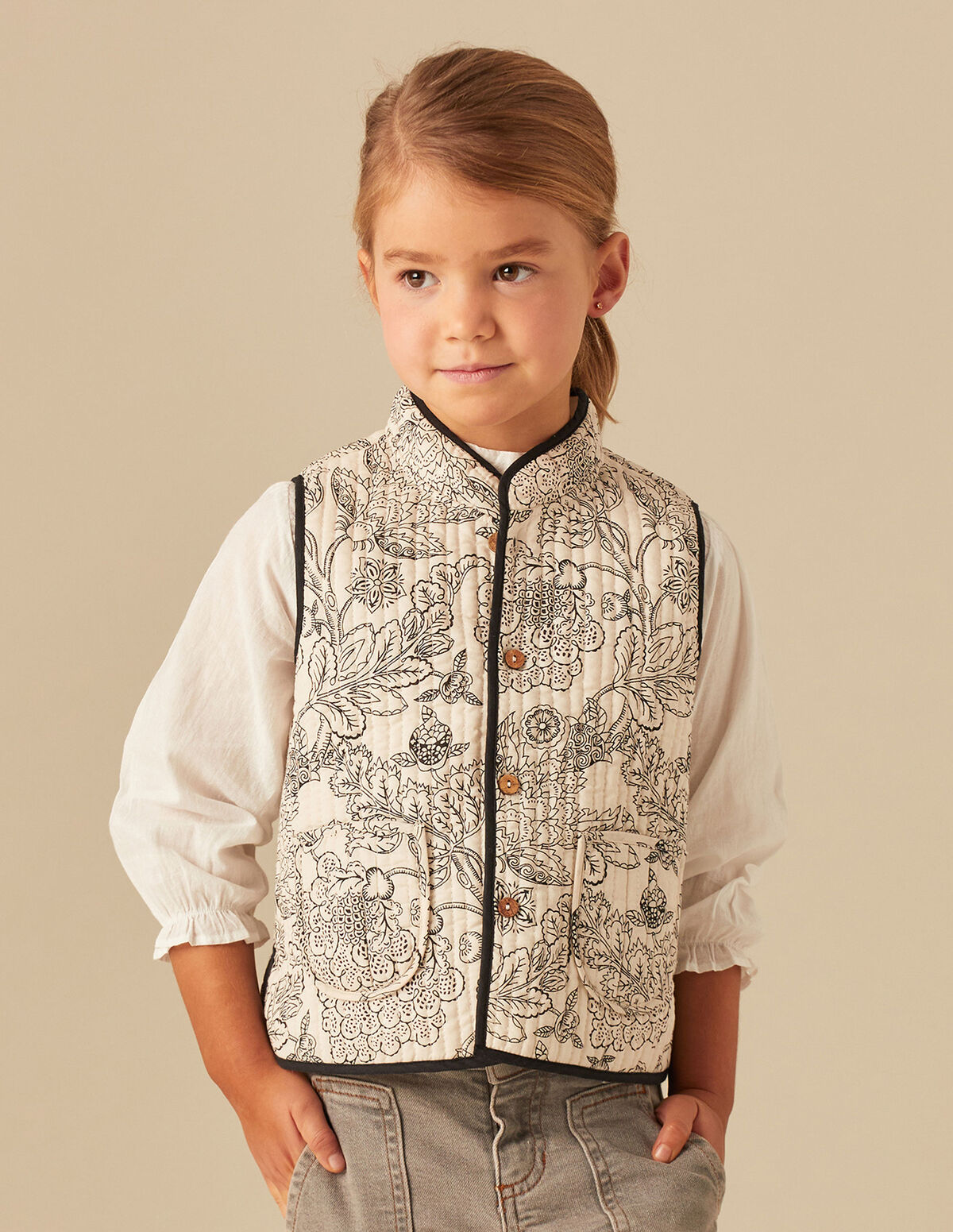 GILET GRANDE FLEUR ANTHRACITE