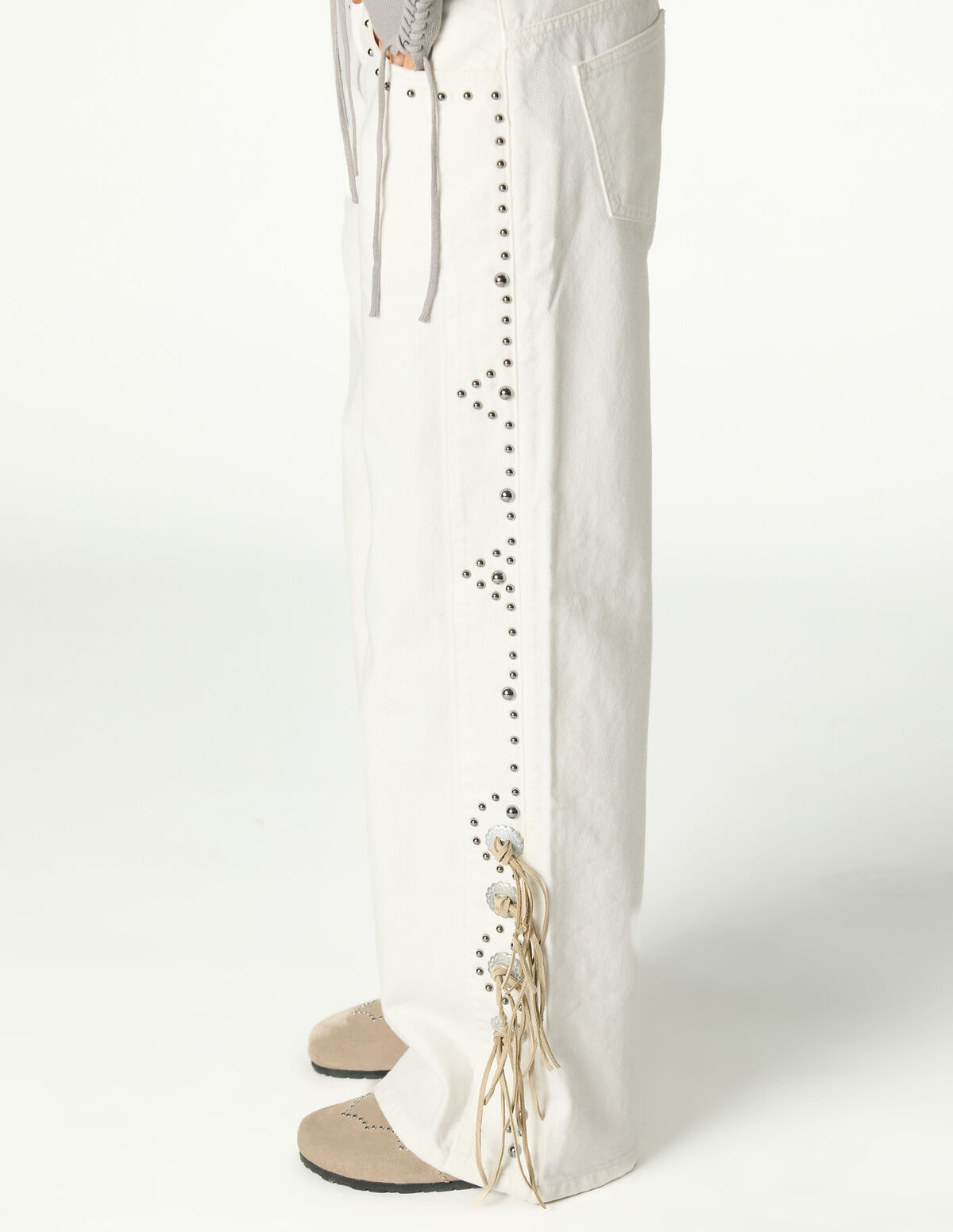 CAL&Ccedil;AS TACHAS COWBOY BEGE/CONTRASTE