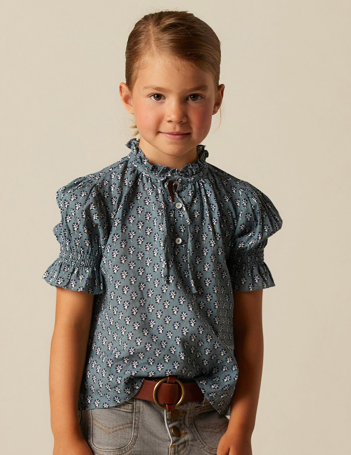 CAMISA FLOR RAMITO AZUL