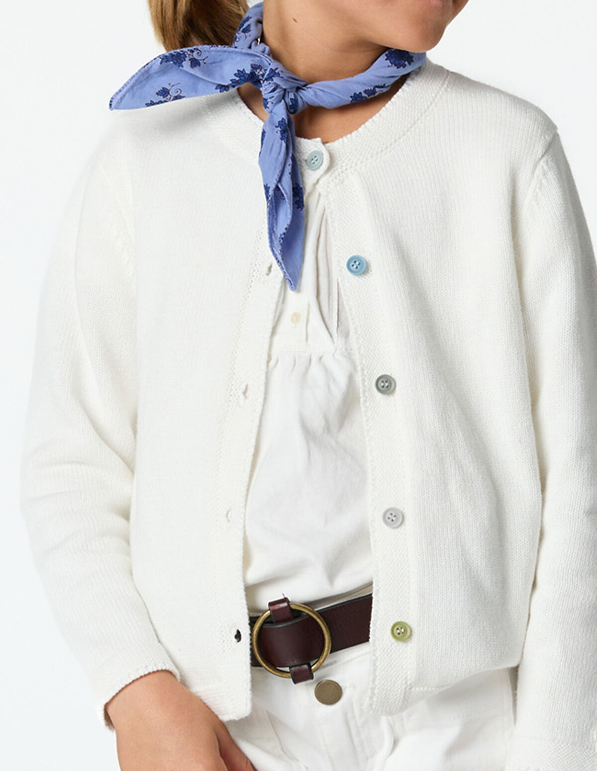 ECRU JACKET WITH COLORED BUTTONS