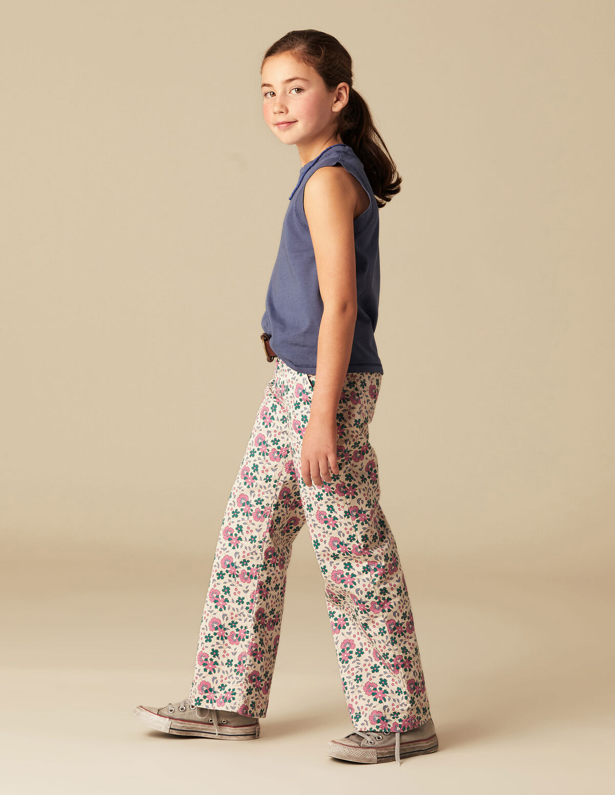 PANTALON FLEURS VERT/ROSE